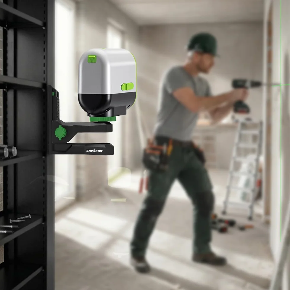 Enventor Laser Level Wall Mount Magnetic Adjustable Bracket 360° Rotating Base with Height Lock 1/4" 5/8" Threads