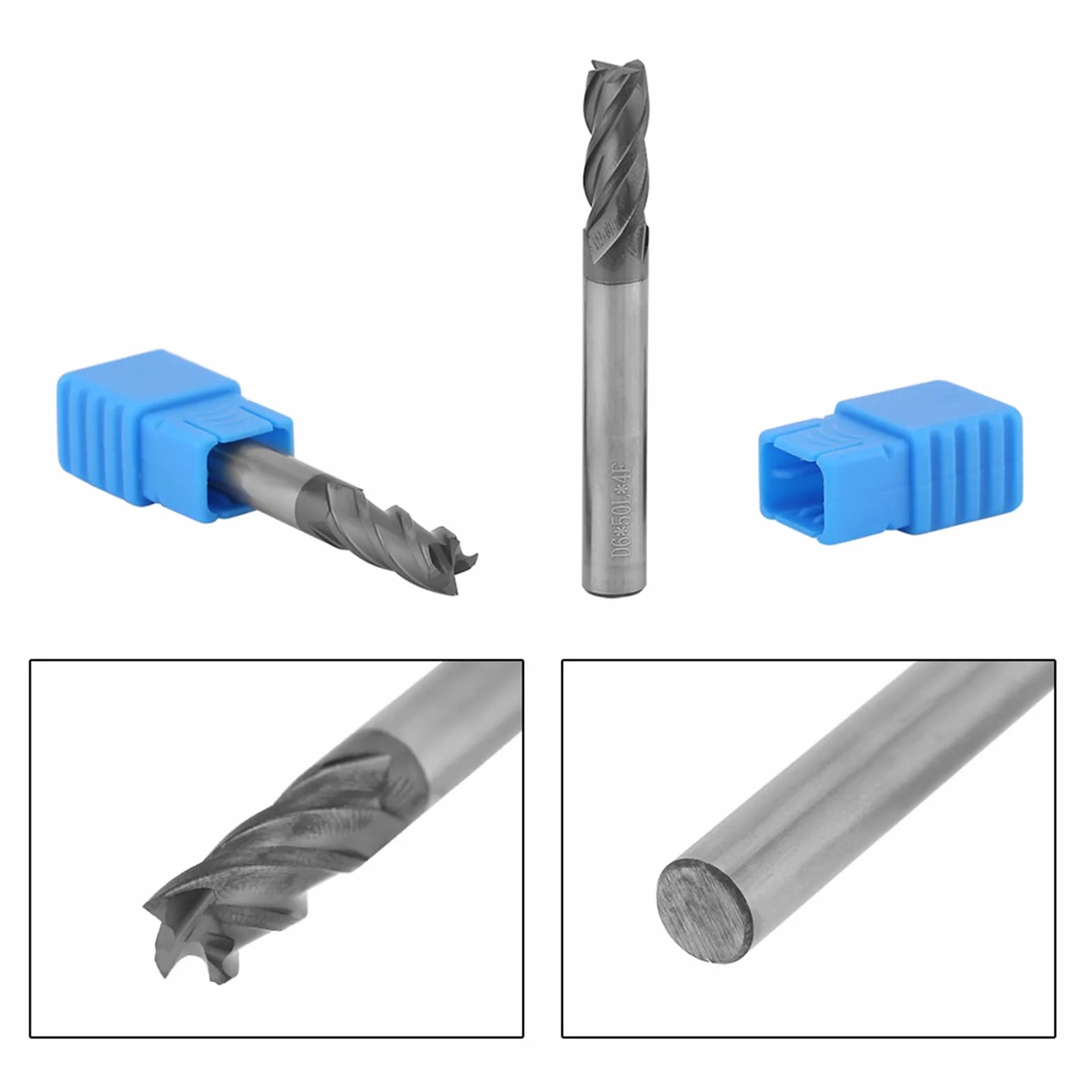 sztuk węglików spiekanych 4 flet frez trzpieniowy CNC frezy o średnicy 6mm x 50mm długości
