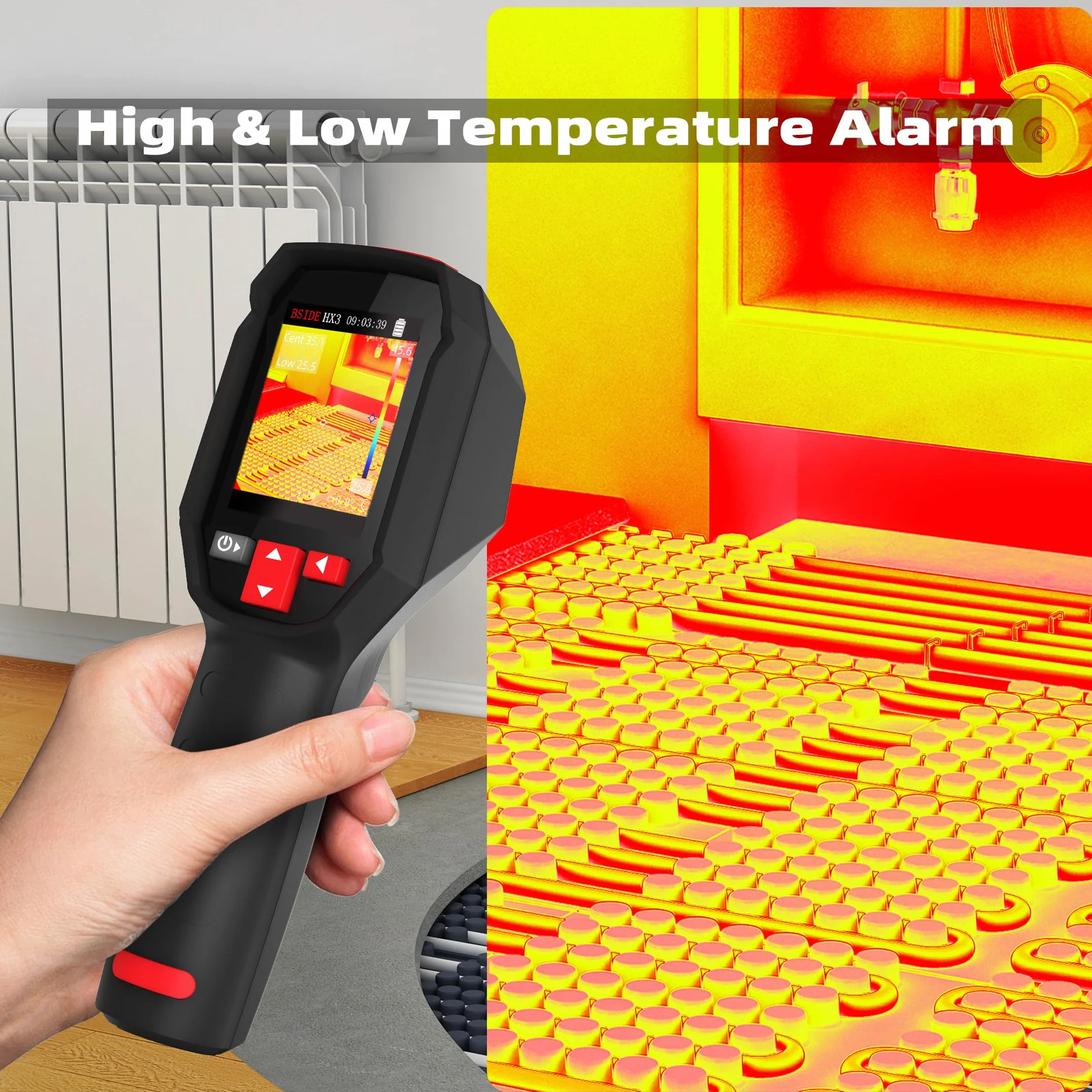 BSIDE HX3 Przenośna kamera termowizyjna 240 x 240 o wysokiej rozdzielczości 25 Hz -20-550 ℃ Akumulator na podczerwień z 15 paletami kolorów do wycieku wody HVAC Elektronika Budowa