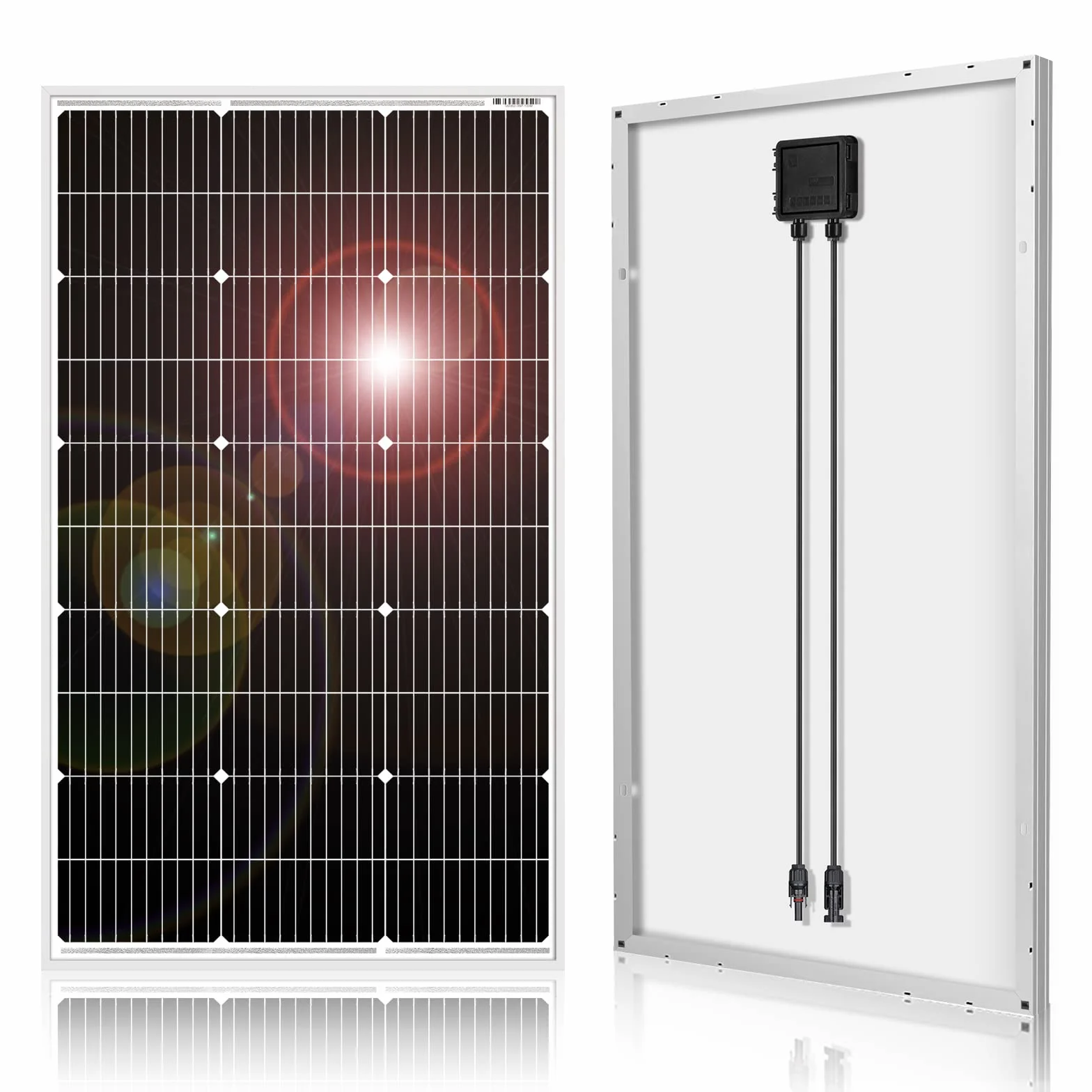 DOKIO Monokrystaliczny panel słoneczny 100 W, 18 V, do akumulatorów 12 V, idealny dla kampera, na kemping, do domku ogrodowego