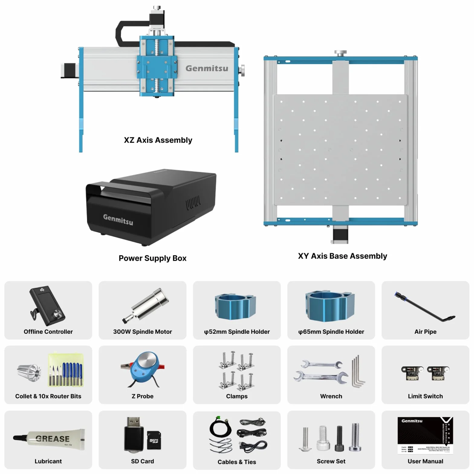 Genmitsu 3030-PROVer Ultra CNC router do metalu, 710 W, precyzja ±0,03 mm, podwójne prowadnice liniowe i śruby kulowe