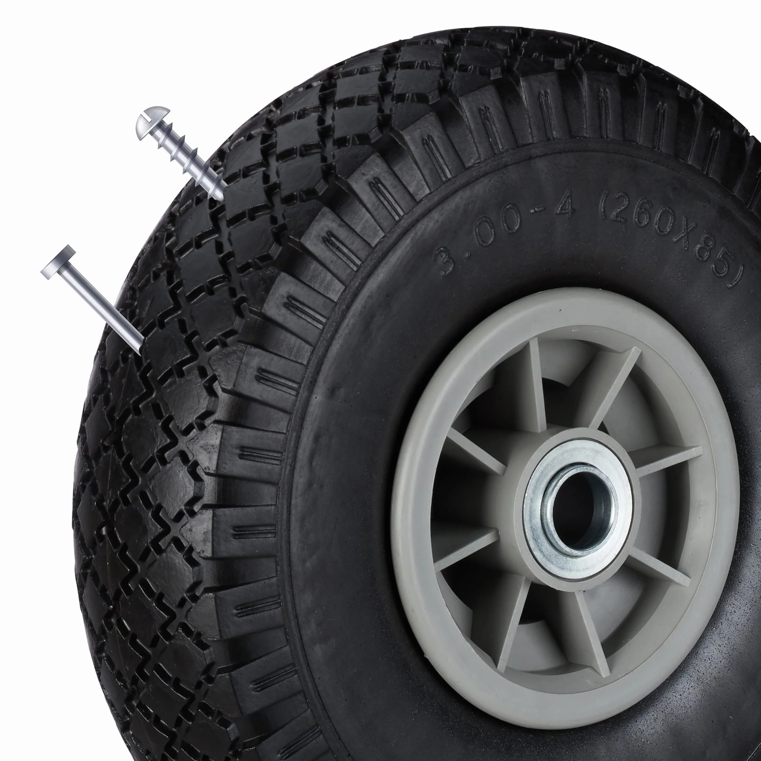 Relaxdays, Czarno-szare koło do wózka transportowego, 2 sztuki, odporne na przebicie opony z pełnej gumy, 3,00 – 4", oś 20 mm, do 80 kg, 260 x 85 mm, 10026068_957