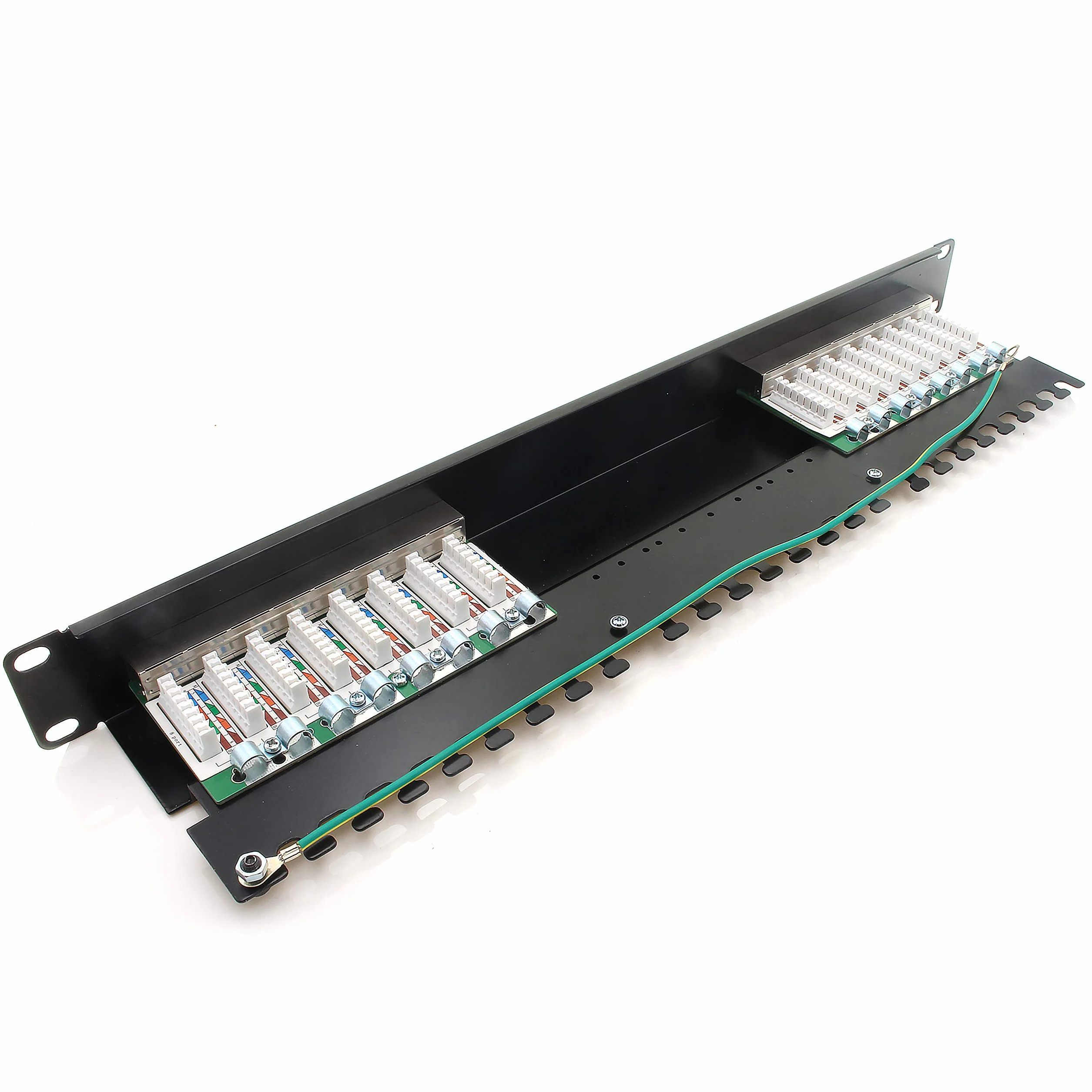 Panel krosowy CAT6 16 port czarny LSA+ RJ45 TIA 568 A/B