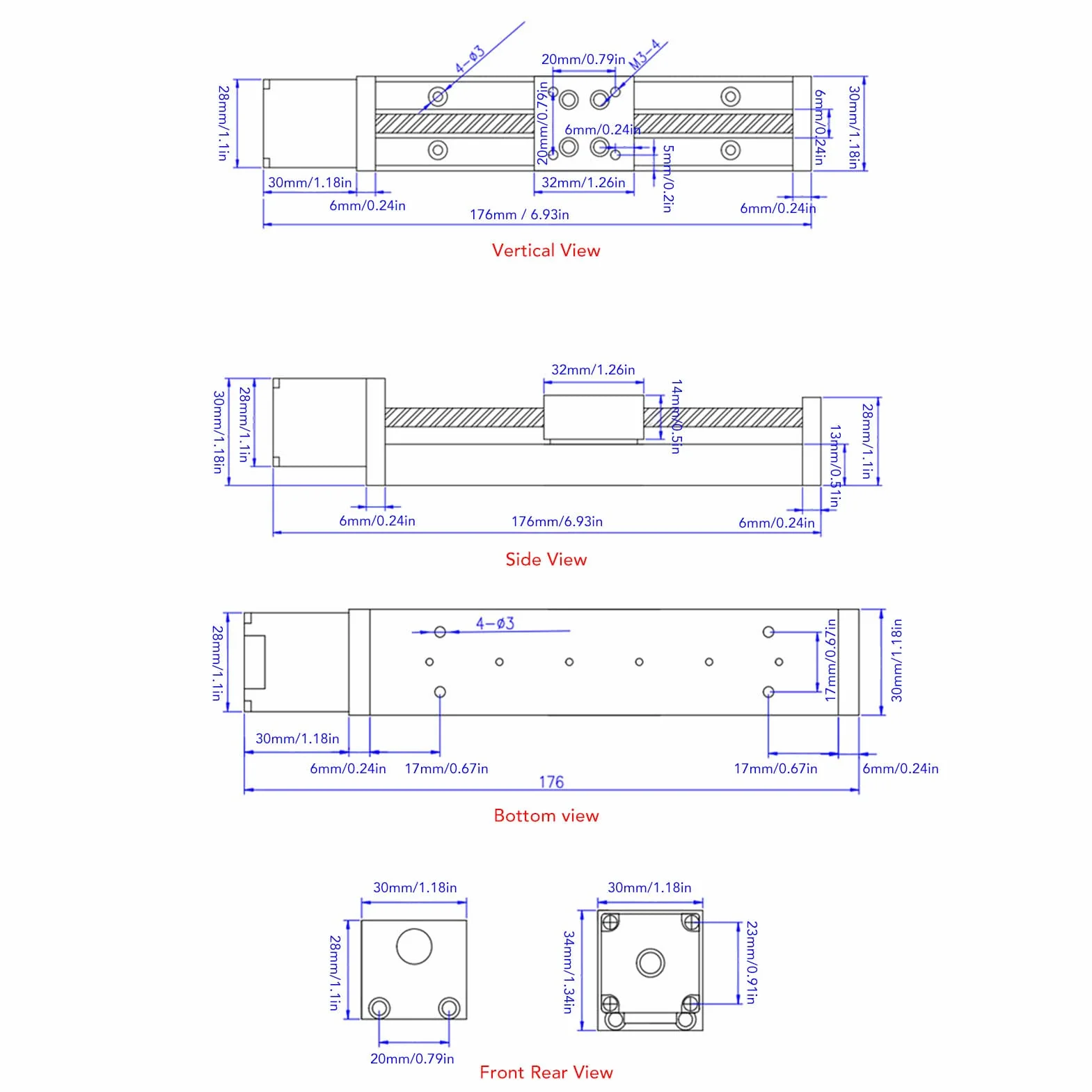 Liniowy Etap Slajdów, Liniowy stół Przesuwny 100mm Skok Liniowy stół X Y Z Osie do Drukarki 3D DIY Części Routera CNC