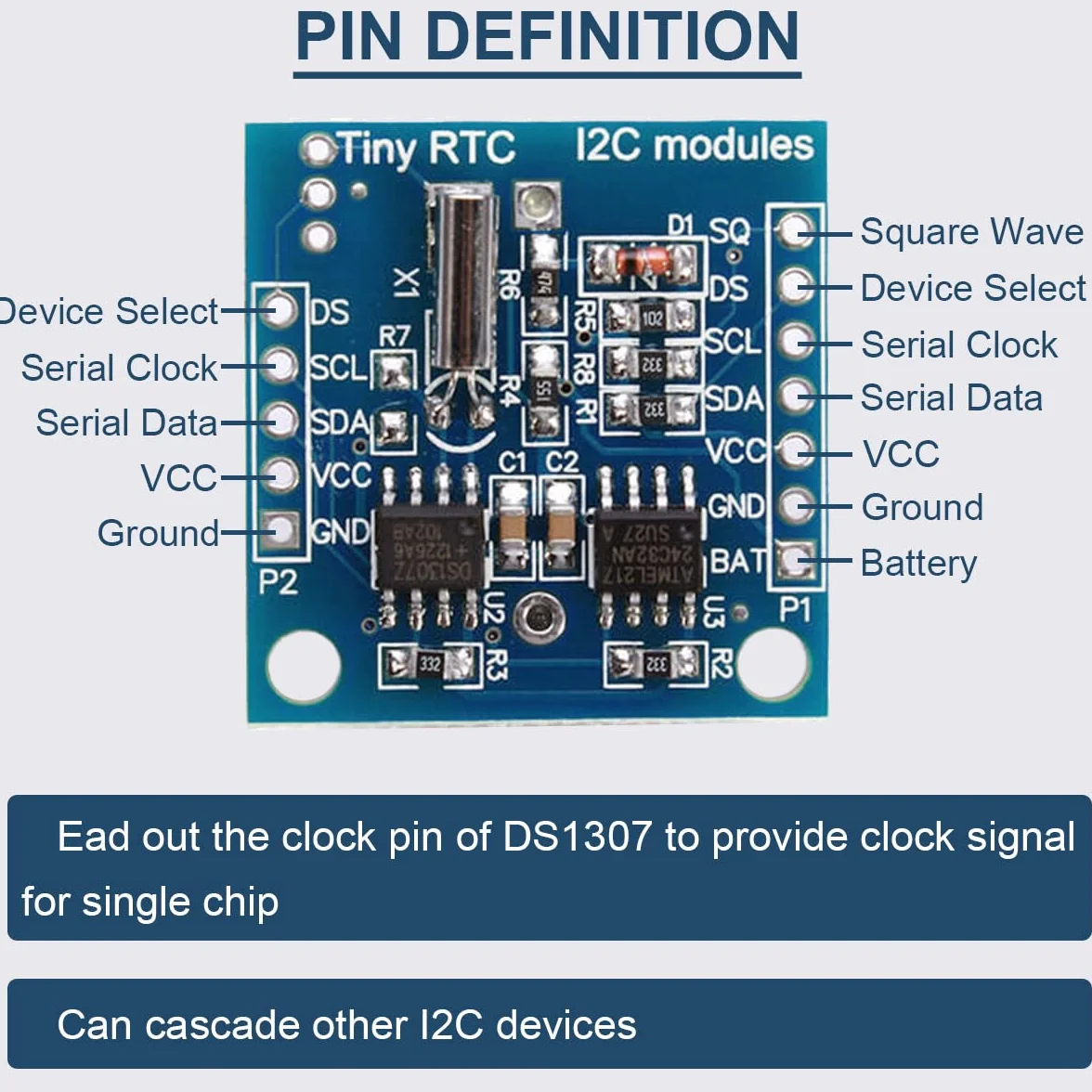 5 szt. mały moduł zegara RTC I2C w czasie rzeczywistym AT24C32 pamięć pamięci pamięci o wysokiej precyzji DS1307 moduł zegara do Arduino do AVR ARM PIC SMD, z prostym pojedynczym rzędem