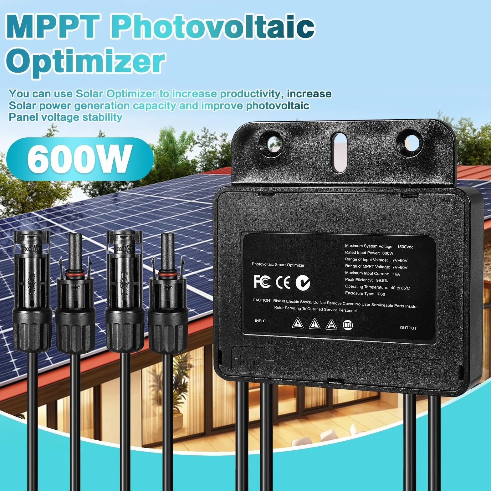 BuyWeek Optymalizator mocy panelu słonecznego 600 W MPPT fotowoltaiczny