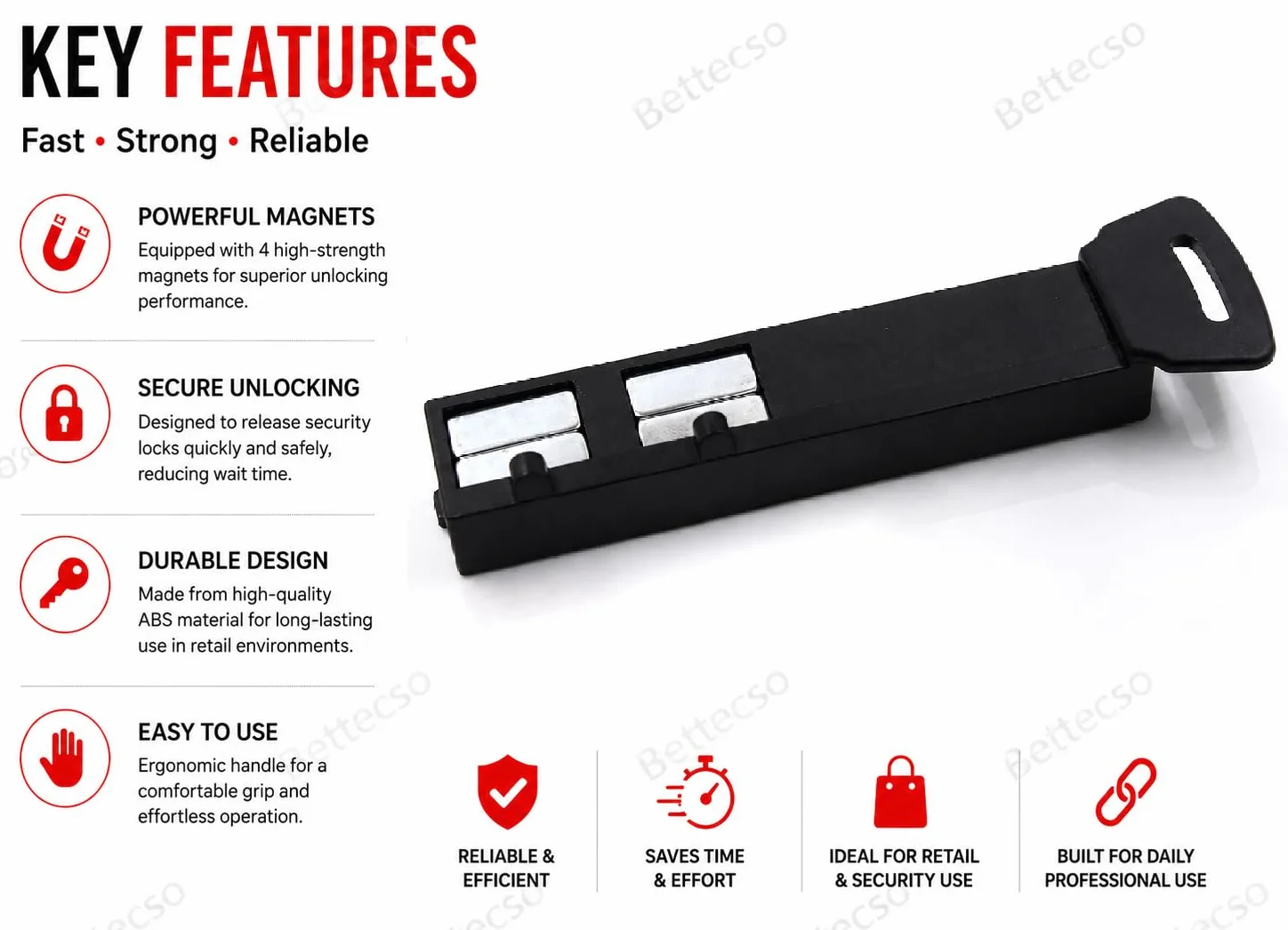 Magnetyczny Klucz S3 Kompatybilny z Systemami Alpha EAS | Do Alarmów Spider Wrap i Haków Ekspozycyjnych Retail N52 Detacher (S3)