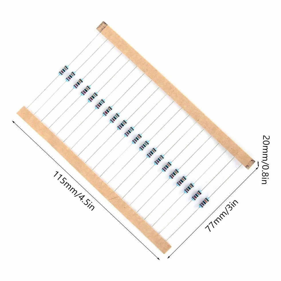Rezystory, 1/4 W, 1%, 10 Ω - 1 m, 30 wartości, rezystory metalizowane, zestaw z różnymi rezystorami, po 20 sztuk