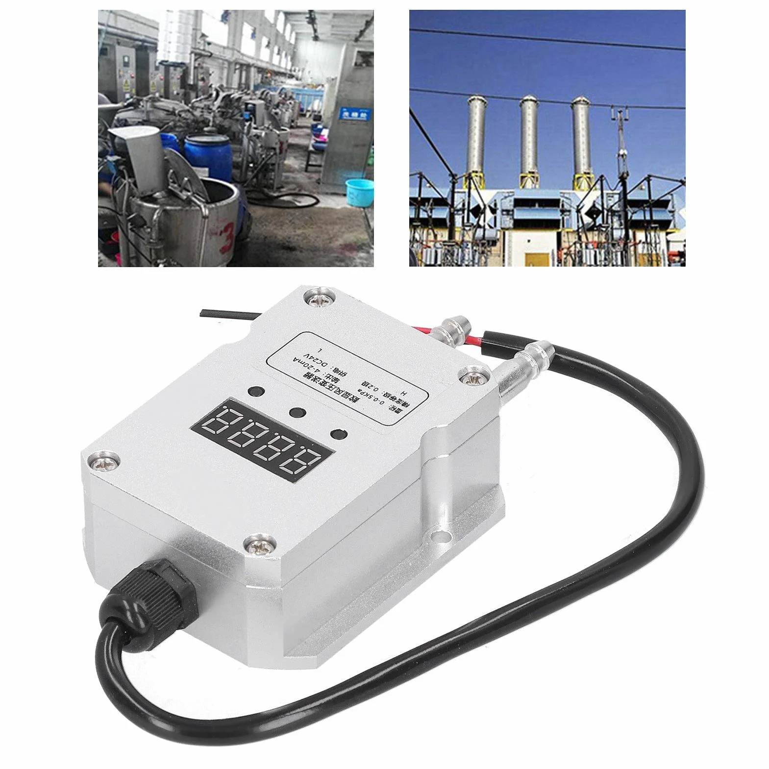 Przetwornik r¨®?nicy ci?nie¨½, wykrywanie wiatru z cyfrowym wy?wietlaczem 0-0,5 kpa, srebrny 4-20 mA DC24V, z technologi? kompensacji temperatury, silikonowy piezorezystancyjny rdze¨½ r¨®?nicowy OEM