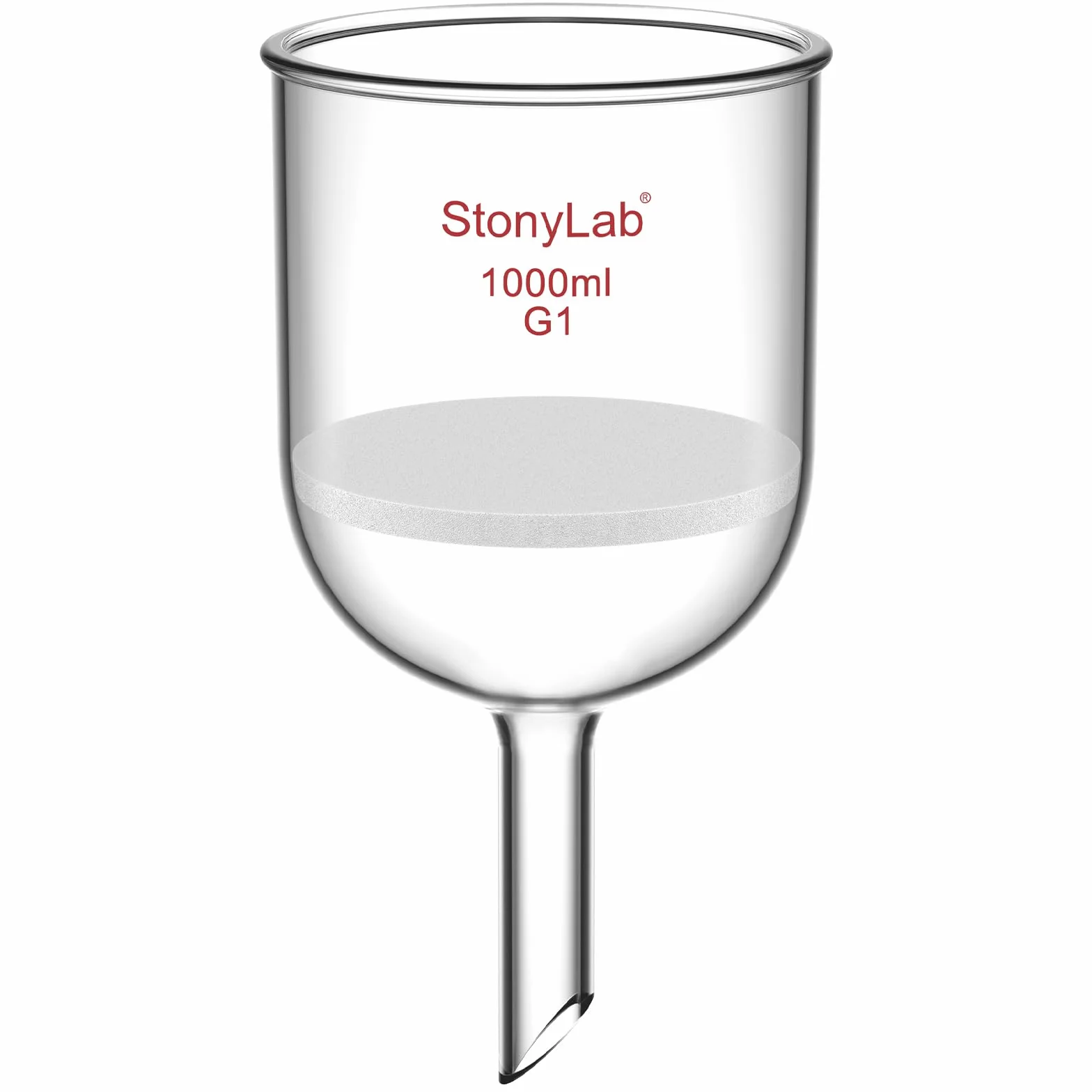 stonylab Buchner Lejek filtrujący ze szkła borokrzemowego, średnica wewnętrzna 113 mm, głębokość 110 mm, ze standardowym przegubem stożkowym 24/40 (1L)