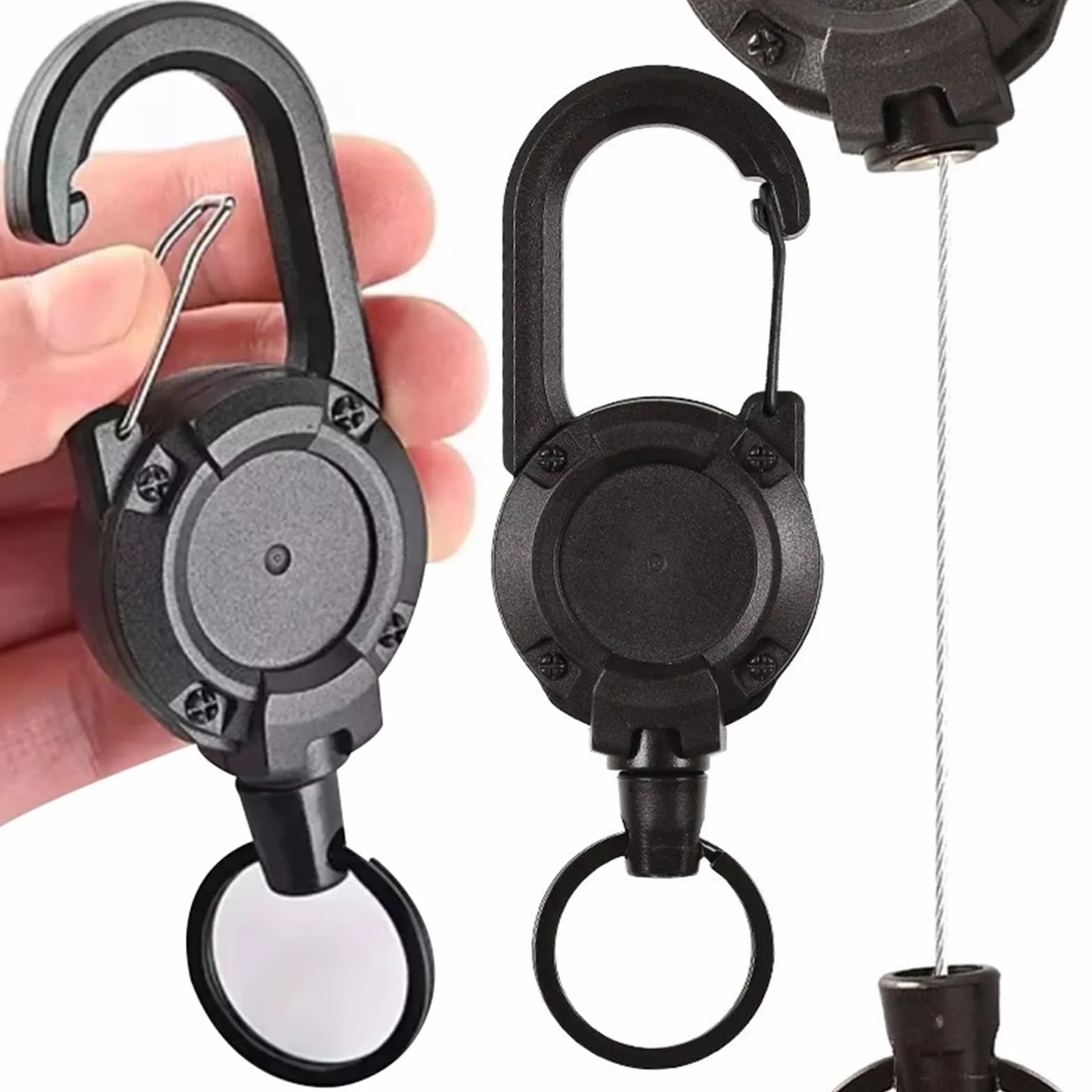 Tool do podnoszenia Wytrzymały, chowany karabinek z breloczkiem do kluczy, mocna stalowa klamra do liny, do użytku na zewnątrz Lifting Sling Chain(White)