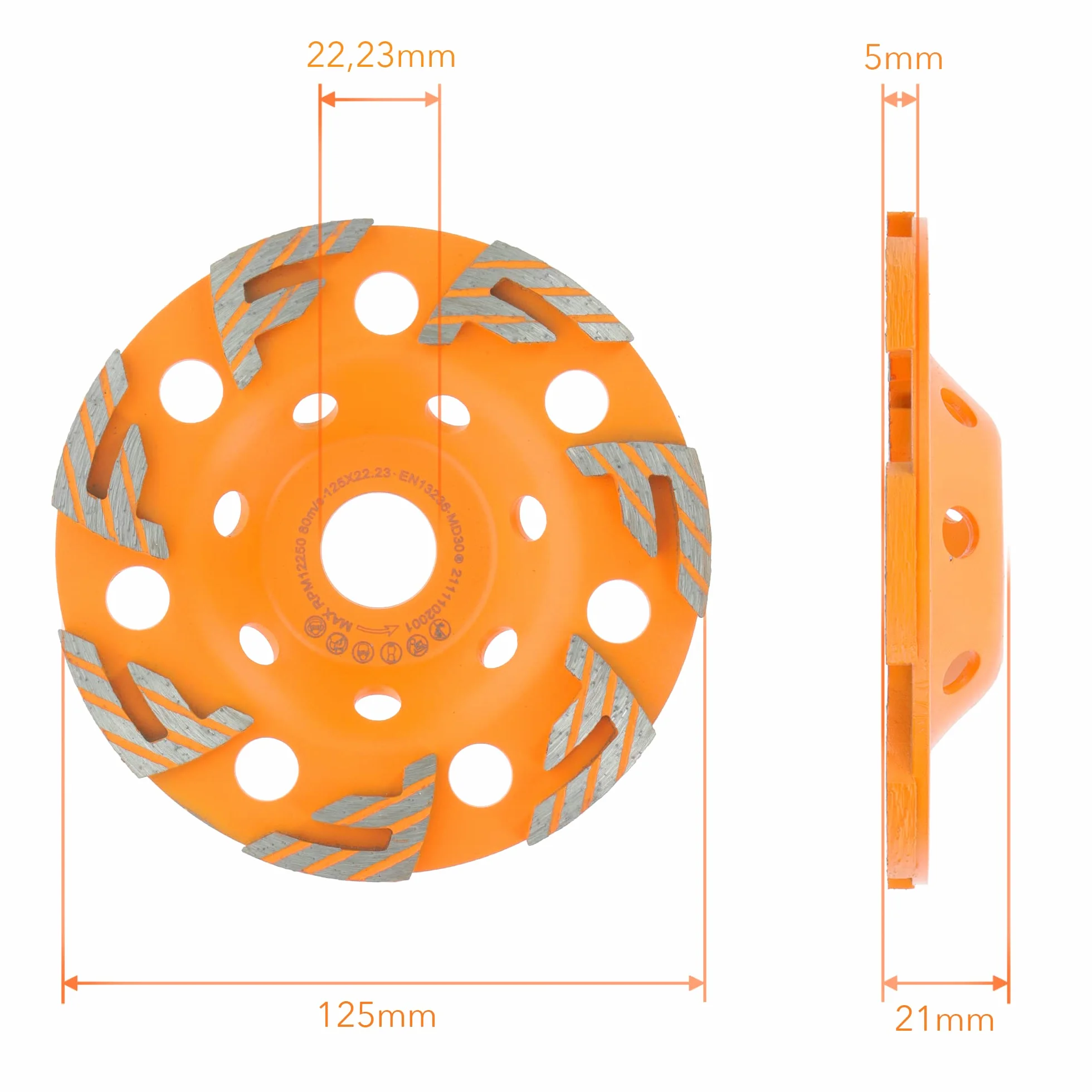 PRODIAMANT diamentowa tarcza szlifierska 125 mm SuperFinish Beton 22,2 mm