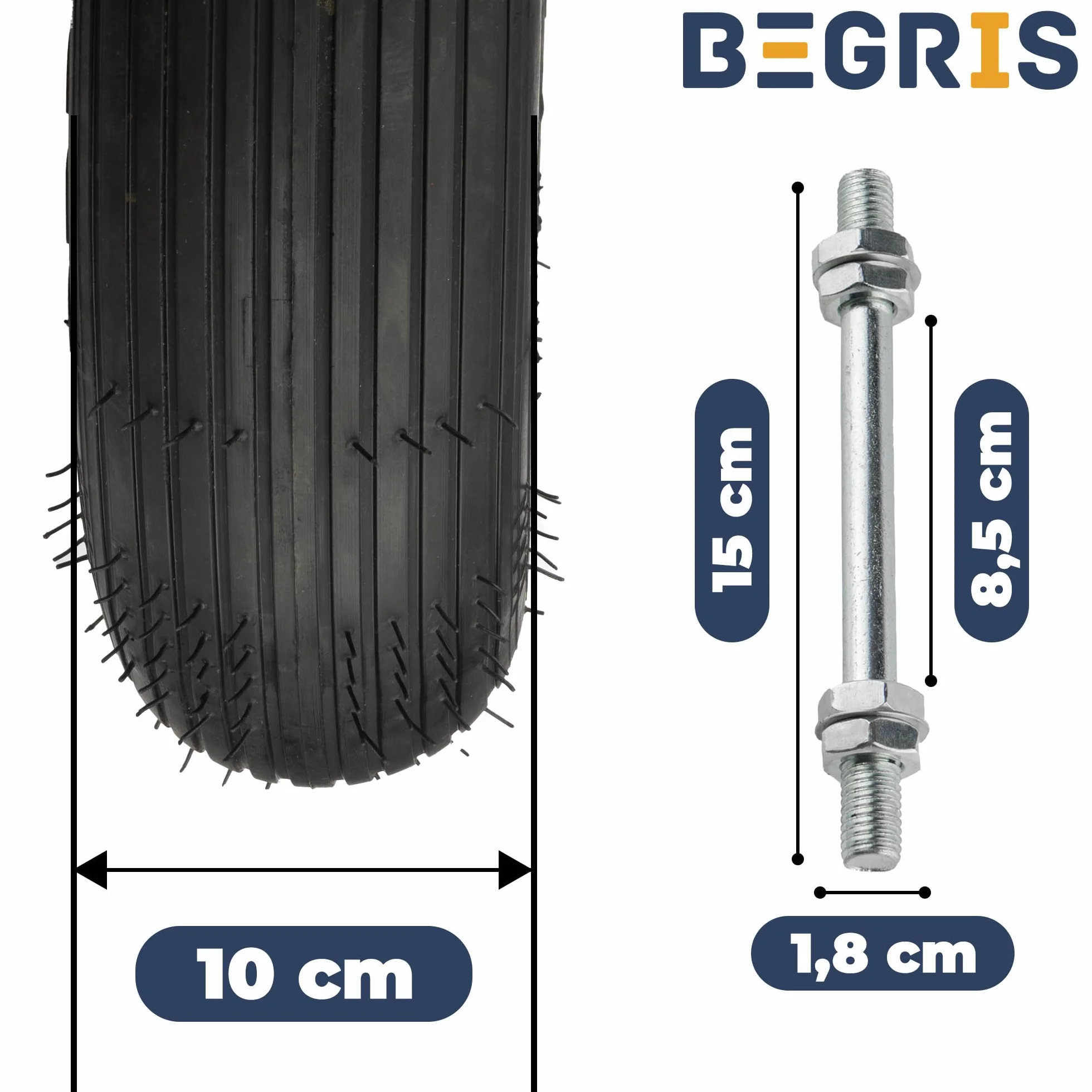 Koło do Taczki 4.00-8 400-8 400x8 4PR z Dętką Czarna Guma Opona Felga Ośka 40cm 230kg