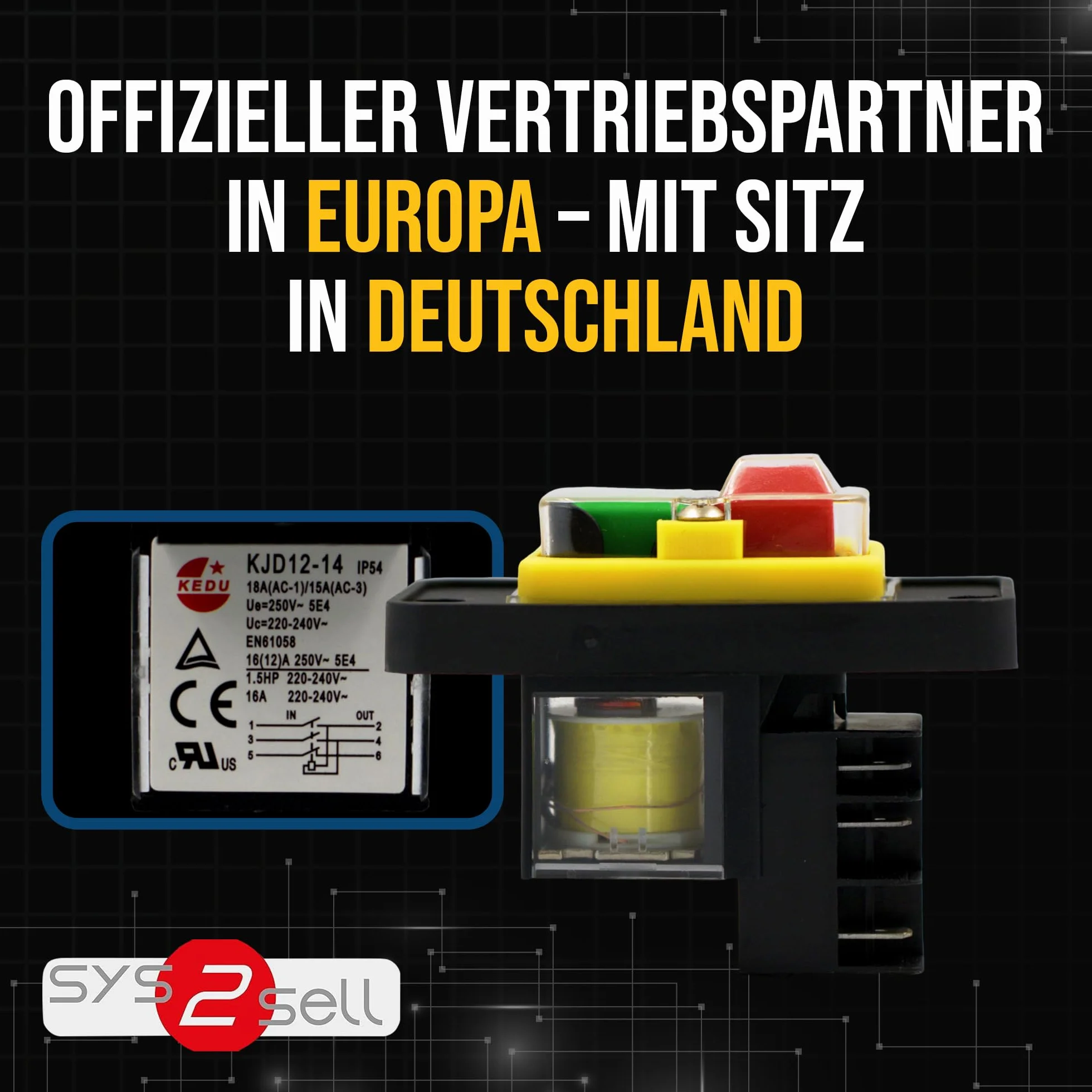 przełącznik magnetyczny KEDU KJD12-14 230 V do maszyn warsztatowych i stacjonarnych elektronarzędzi