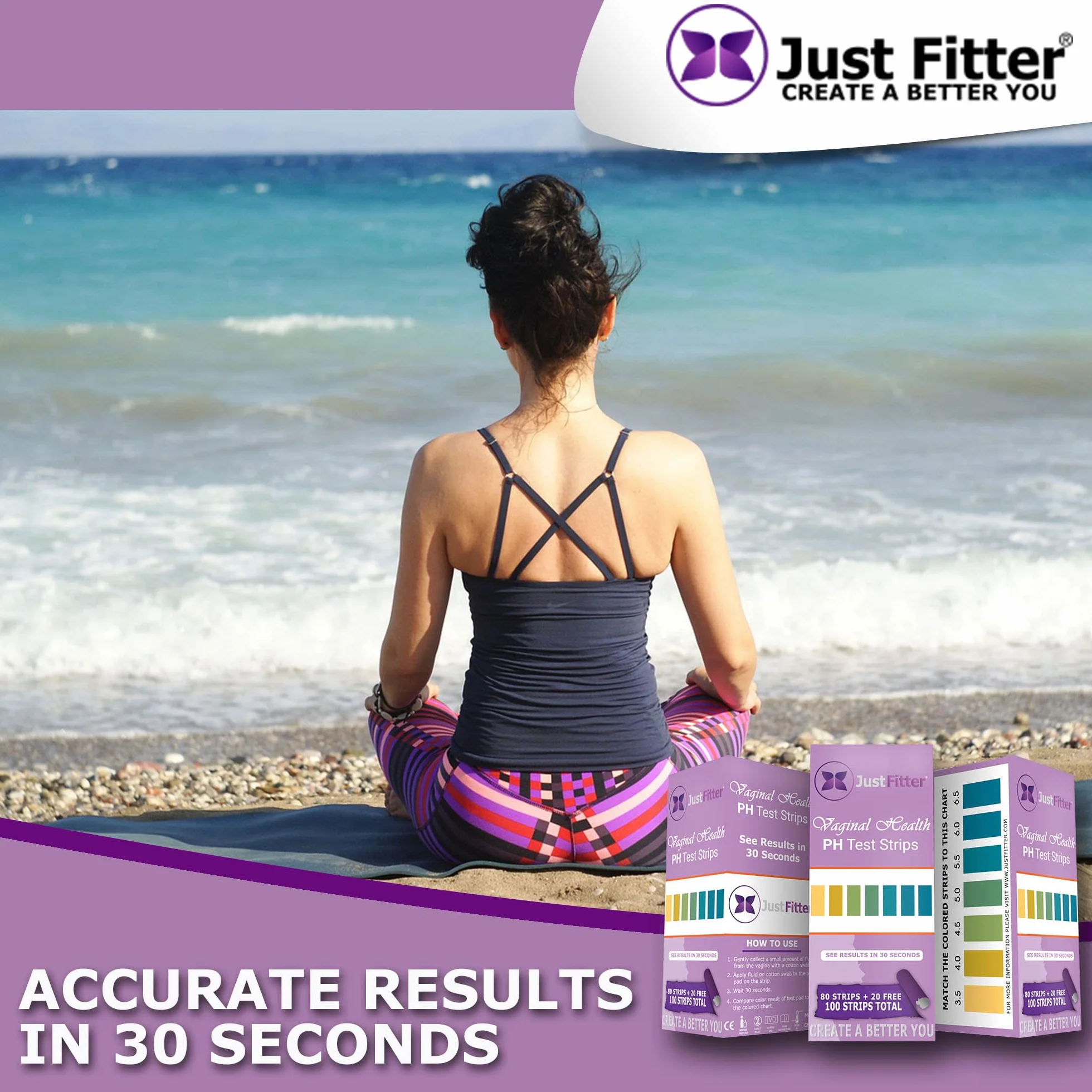 Just Fitter Testy pH alnego. Paski testowe do równowagi pH dla kobiet. Ten test pH pochwy pomaga wykryć BV bakteryjną pochwę lub infekcję pochwy. Damski pasek testowy pH, obowiązkowy dla kobiet równowagi pH