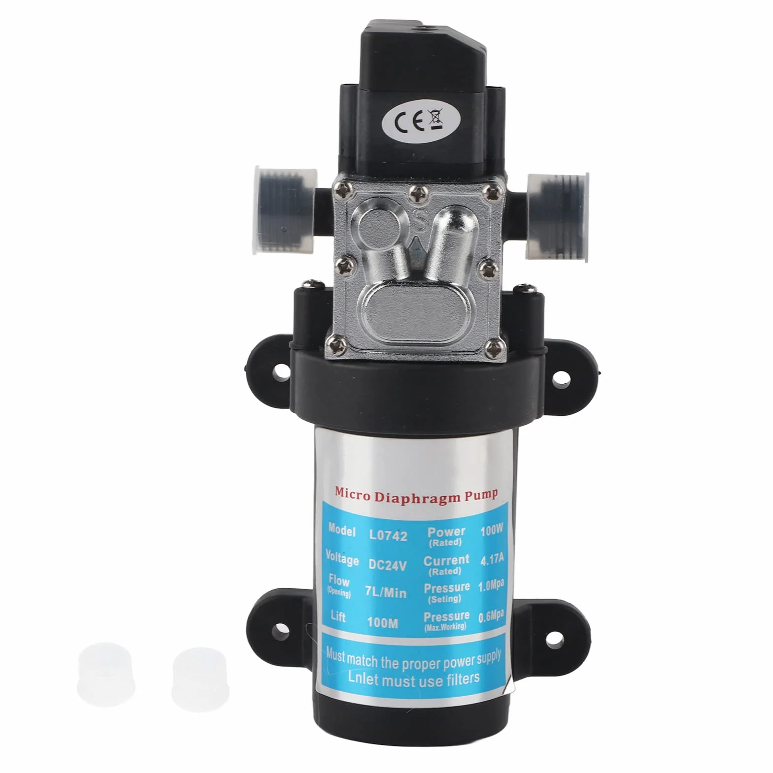 Garosa Mikroelektryczna Pompa Membranowa Samozasysająca 24 V DC 100 W, 7 L/min, 60 M Podnoszenia, z Wentylatorem Chłodzącym, do Oprysków Przemysłowych i Rolniczych W Gospodarstwie