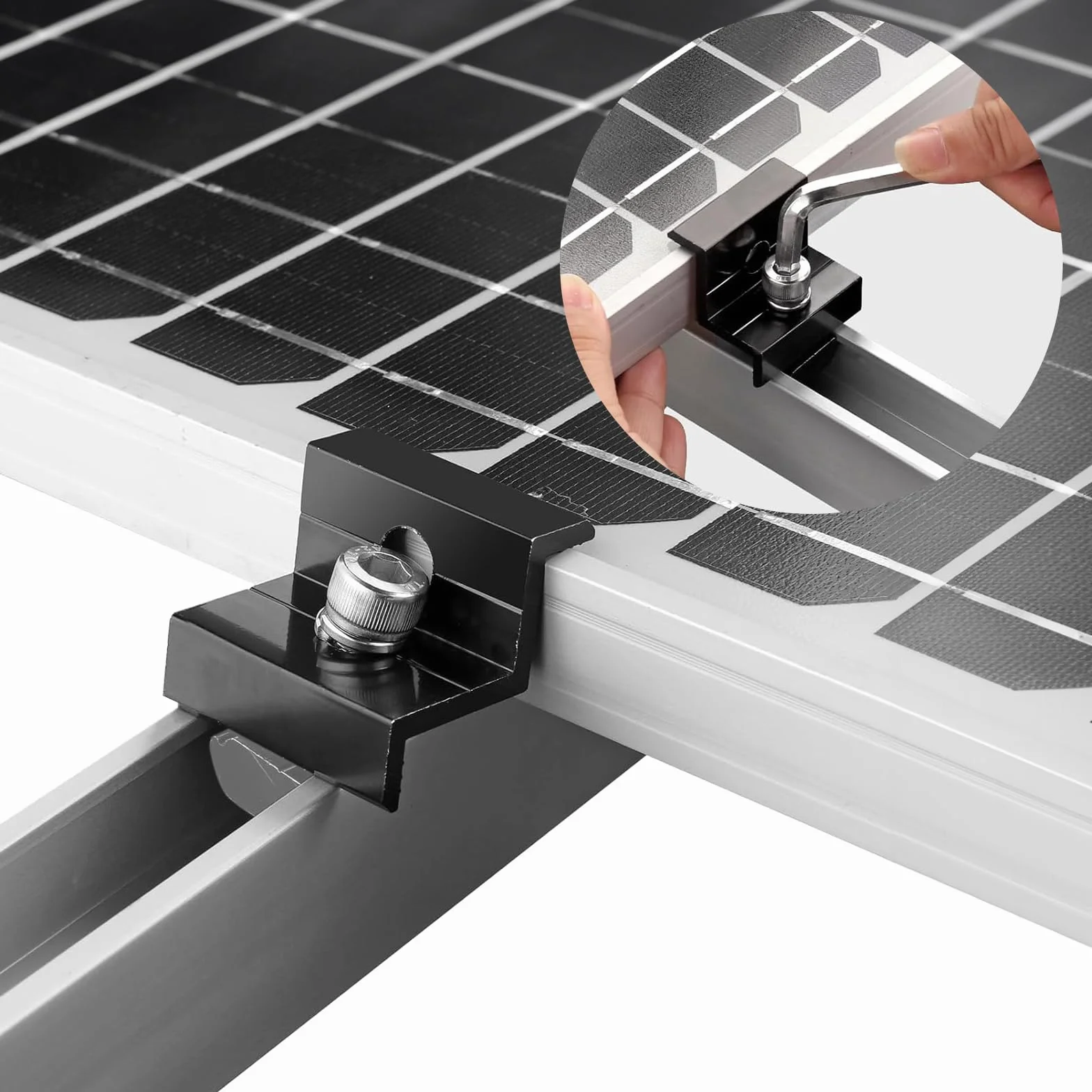 EXLECO 8 x 12 cm uchwyt solarny płaski dach zestaw montażowy do elektrowni balkonowej wspornik modułu solarnego uchwyt na płaski dach fotowoltaiczny, szyna montażowa, panel słoneczny, mocowanie z