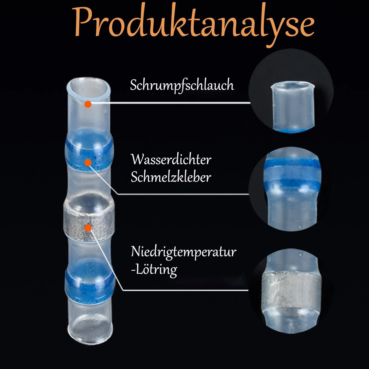 Łączniki lutownicze, wodoodporne, węże termokurczliwe, złącze kablowe, złącze lutownicze z wężem termokurczliwym, złącze zaciskowe, złącze termokurczliwe, złącze stykowe (40 sztuk, niebieskie)