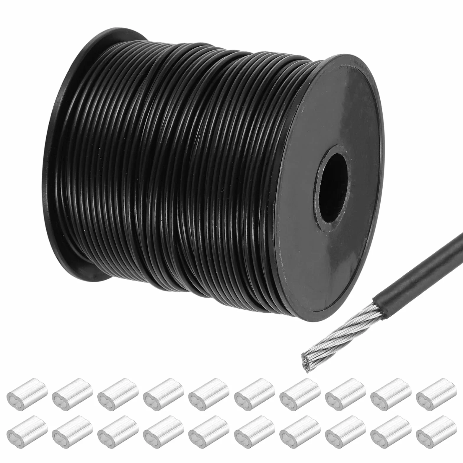 QUARKZMAN linka stalowa 304 80 m 2 mm powlekany winylem czarna