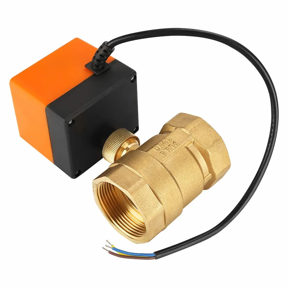 G1-1/2"DN40 AC 220V 6W 2-drożny 3-przewodowy mosiężny zawór kulowy z siłownikiem Zawór elektryczny do klimakonwektora i układu sterowania wodą układu klimatyzacji