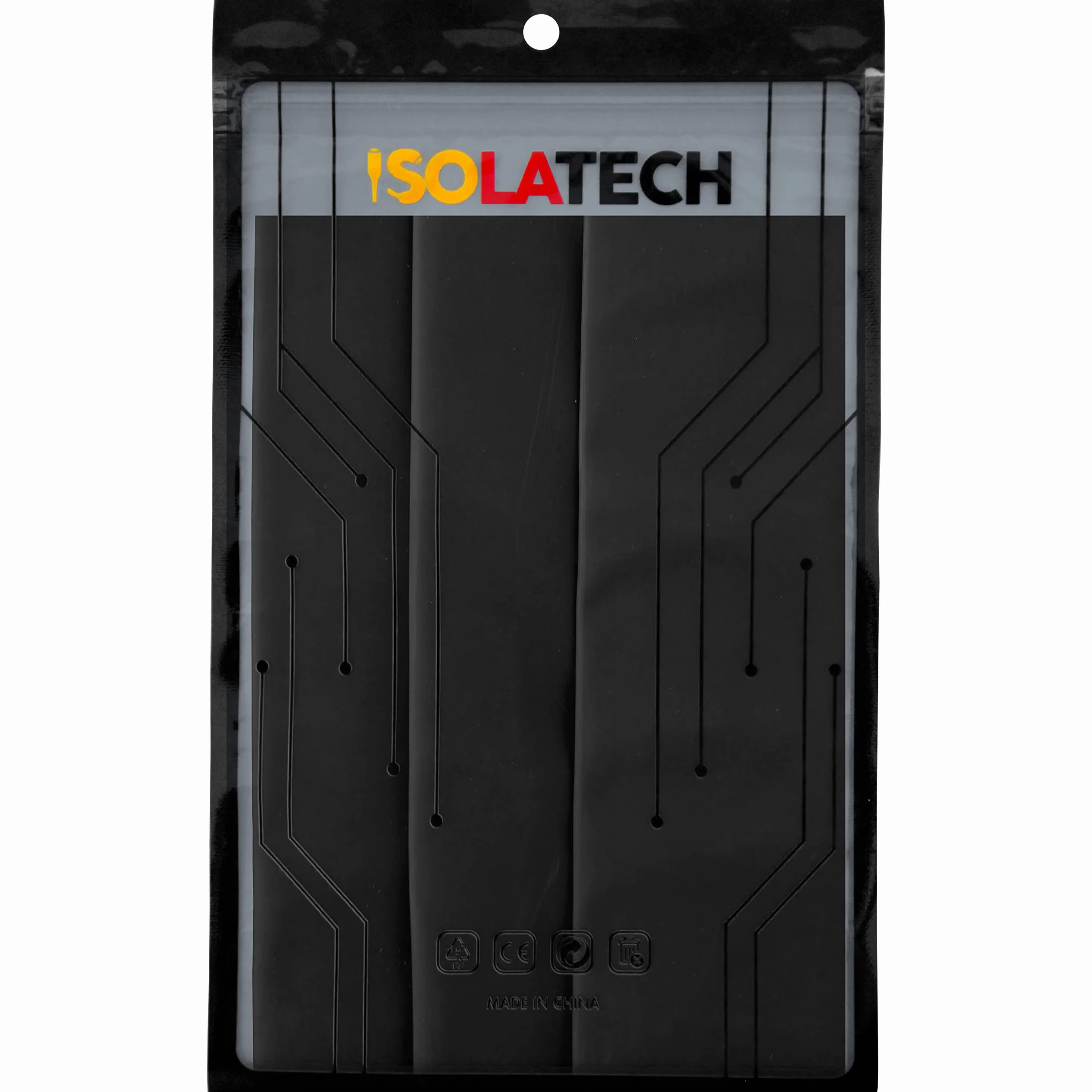 ISOLATECH zestaw rurek termokurczliwych 3:1 z klejem czarny Ø30mm 0.6 metra w 3szt x 20cm do kabli odporne na promieniowanie UV nieoznakowane wodoodporne naprawcze