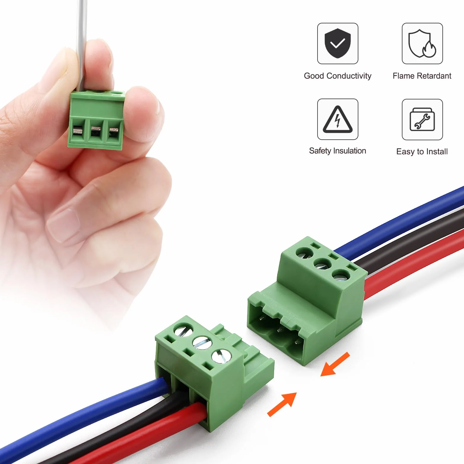 2 Zestawów 8-pinowych Wtykowych Zacisków Śrubowych 5.08mm 2EDGRK do PCB, 300V Bezlutowe Męskie Żeńskie Zaciski Śrubowe 5.08mm, do Okablowania PCB