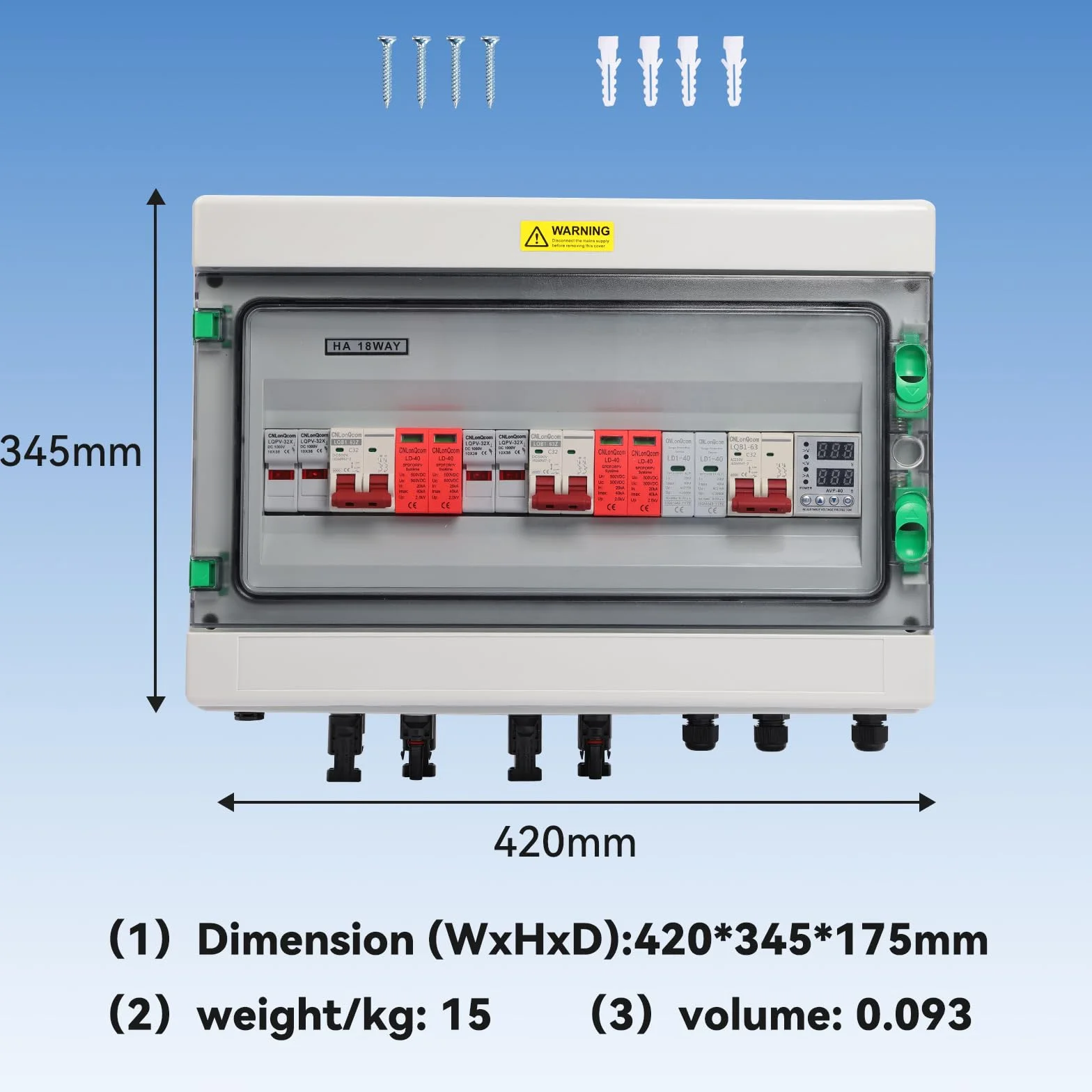 Ochrona przeciwprzepięciowa pv – DC500V2-2 + AC230V1-1 skrzynka przyłączeniowa solarna, ochrona odgromowa DC odłącznik PV, instalacja 2 struny 2 DC + 1 AC, DC Combiner Box wyłącznik nadprądowy