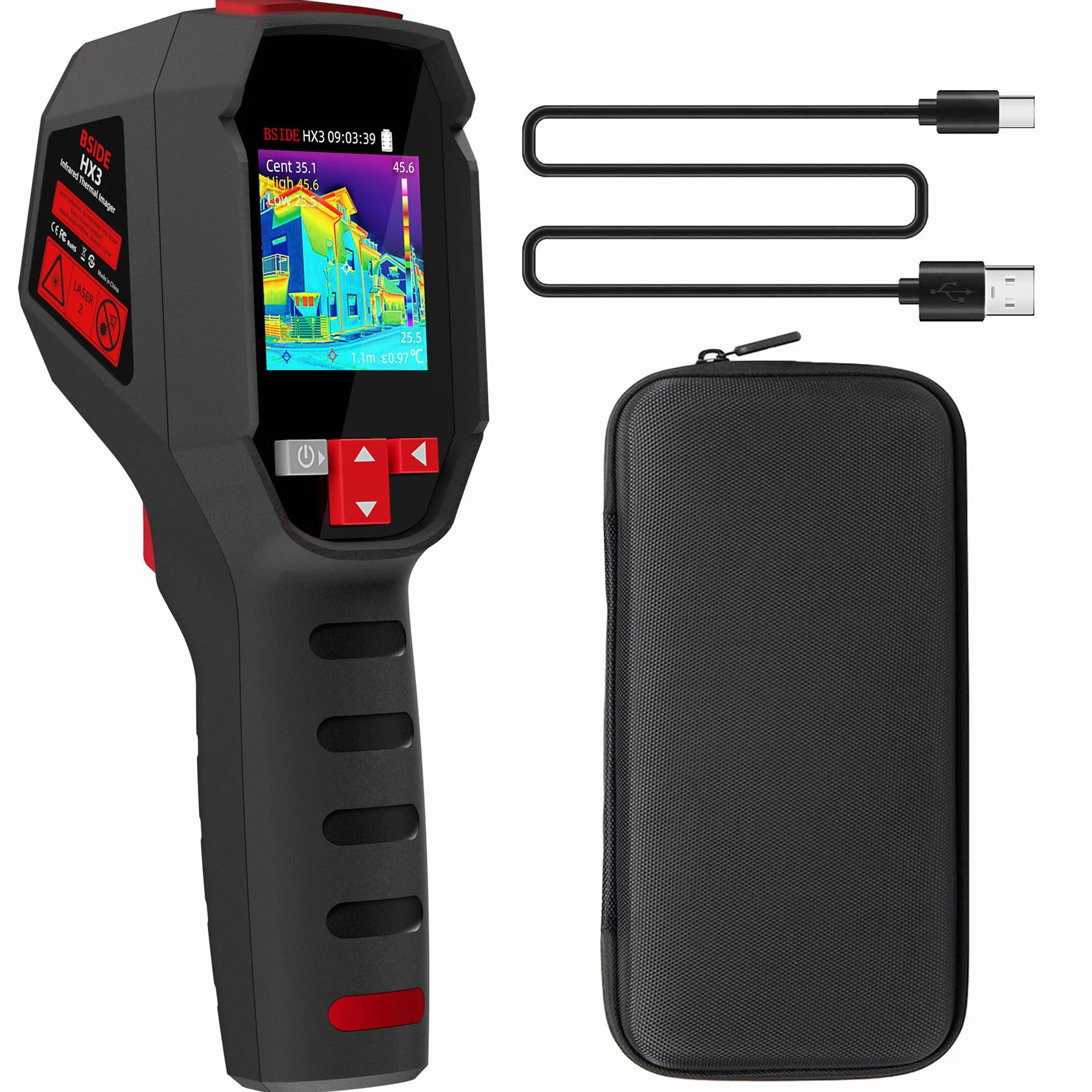 BSIDE HX3 Przenośna kamera termowizyjna 240 x 240 o wysokiej rozdzielczości 25 Hz -20-550 ℃ Akumulator na podczerwień z 15 paletami kolorów do wycieku wody HVAC Elektronika Budowa