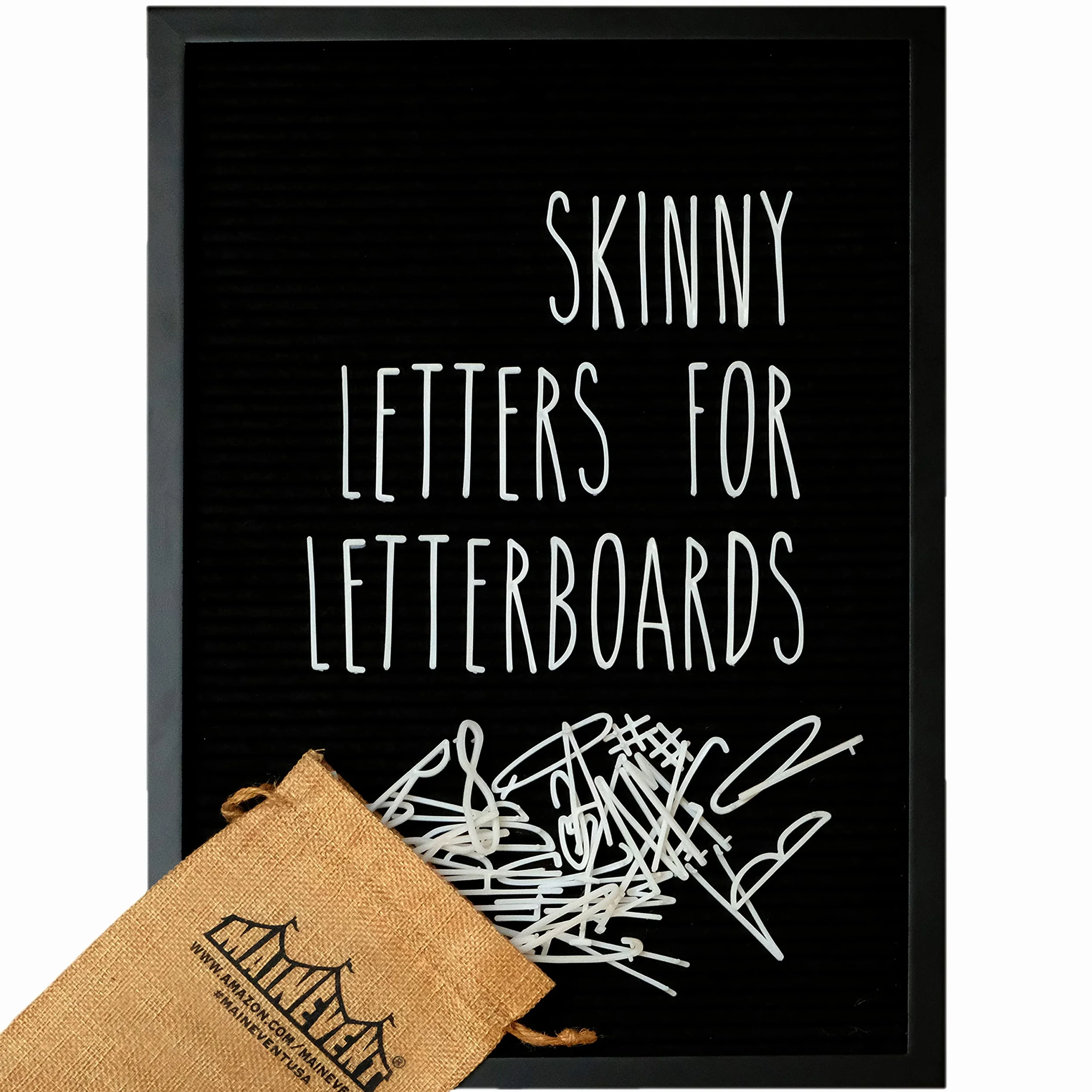 Skinny Felt Board Letters Only Set NO BOARD INCLUDED, Rae Dunn Inspired Font Farmhouse Decor Accessory, 2 Inch White Plastic Letters Numbers Symbols For Changeable Felt Letter Board Message Bulletin