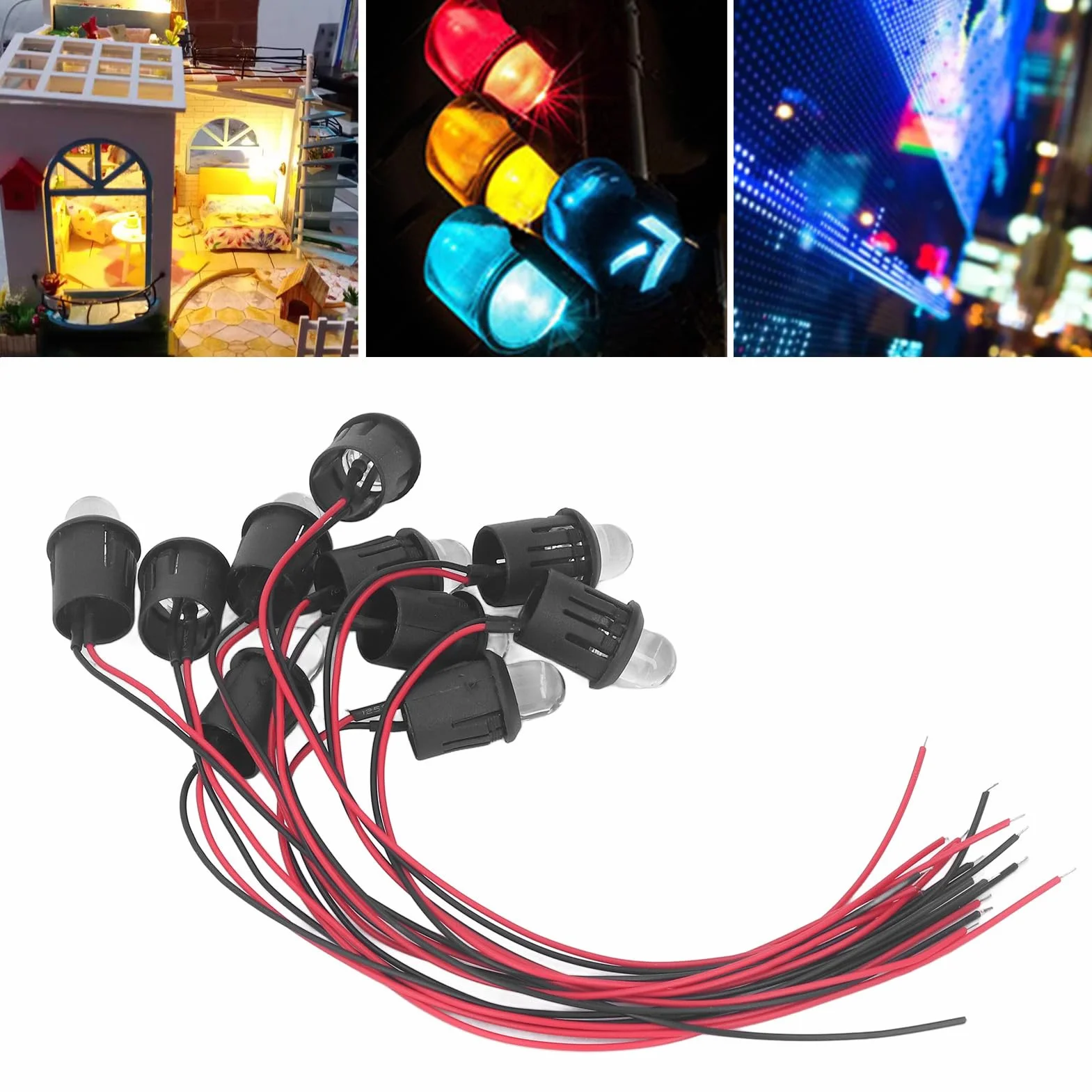 Tablica Pilot Lampka Kontrolna żarówka Okablowana Dioda Elektroluminescencyjna LED Plastikowy Klips Uchwyt Panel Wyświetlacza do Oświetlenia Samochodu światło Hamowania 10mm 12V (Czerwony)