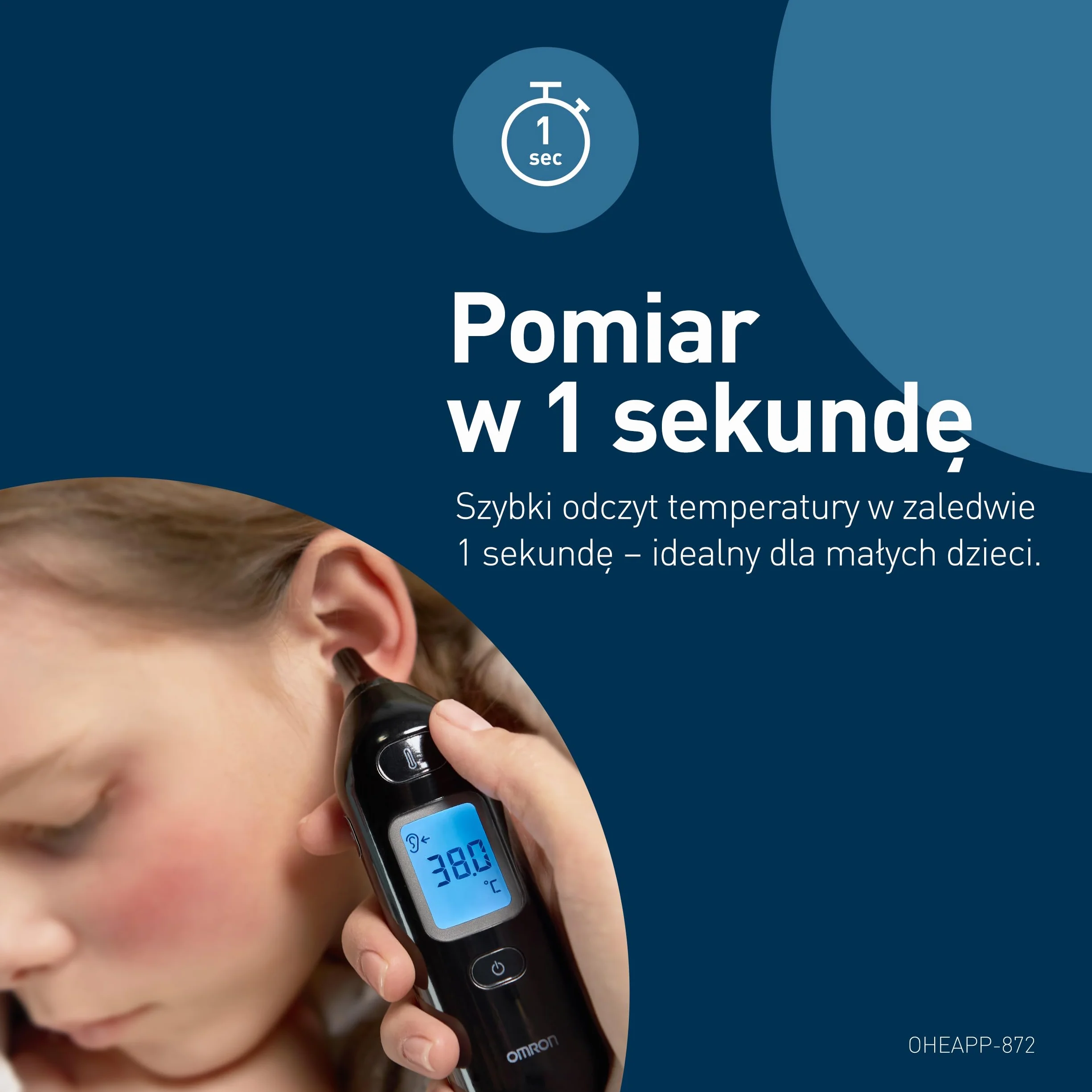 OMRON Gentle Temp 533, Cyfrowy Termometr Douszny na Podczerwień dla Niemowlęta, Dzieci i Dorosłych, Termometr Douszny z Szybkim 1-sekundowym Pomiarem i Konstrukcją bez Używania Jednorazowej Osłonki