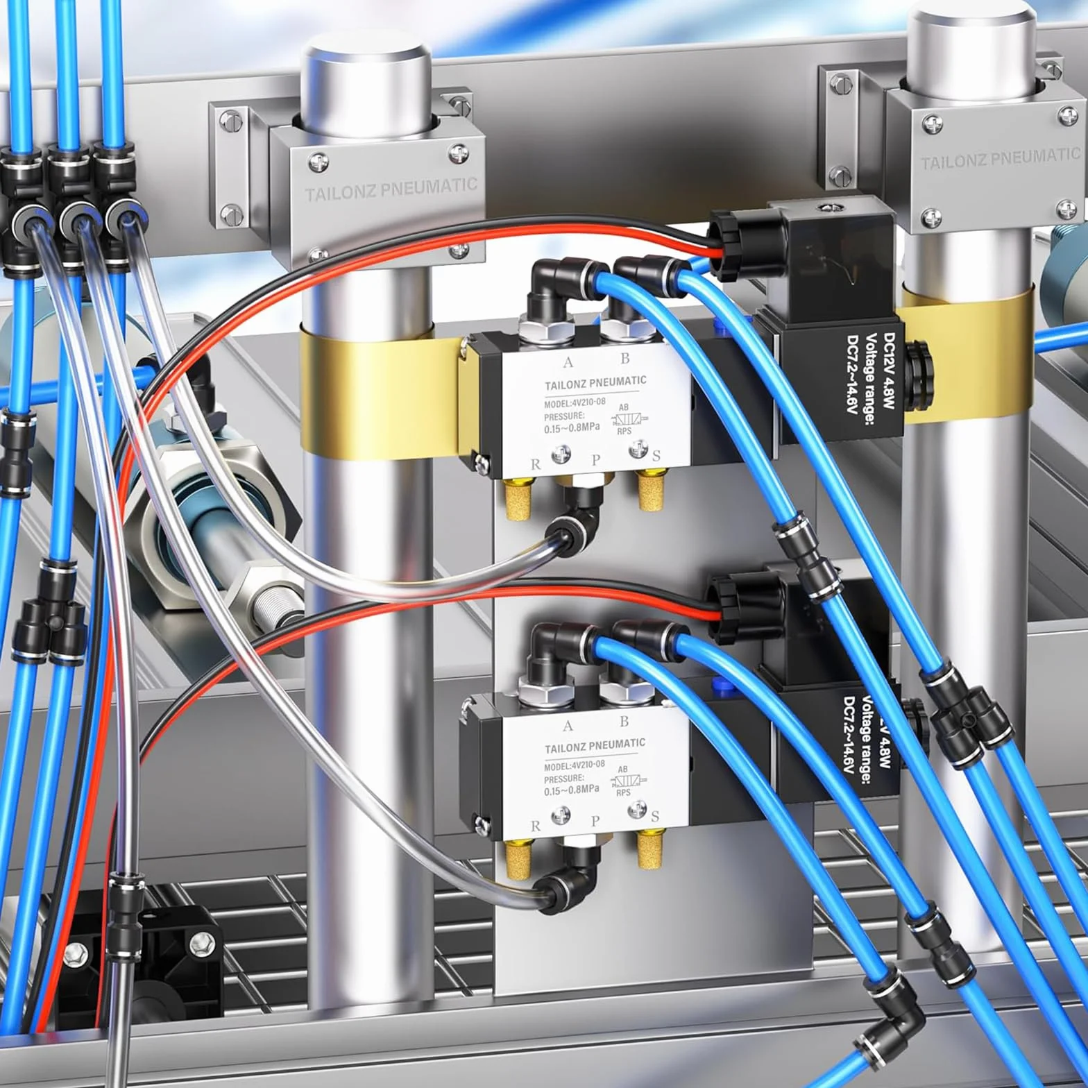 TAILONZ PNEUMATIC Czarne kolanko 6 mm rura-AD Złączki wtykowe PV6 (opakowanie 2) do łączenia połączeń węży Zapięcie ciśnieniowe PV6 (zestaw 2 sztuk)