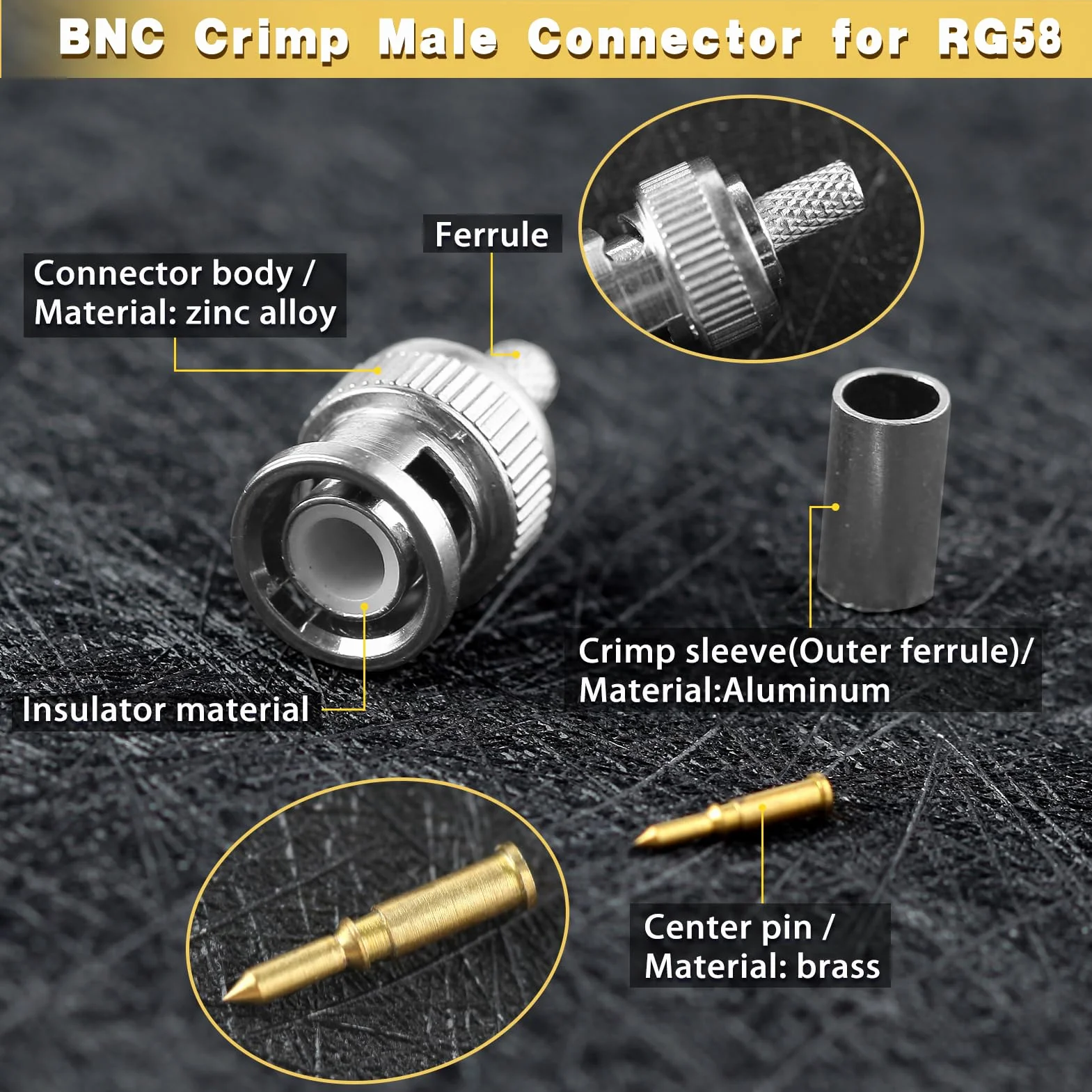 LEONTOOL BNC wtyczka zaciskowa 12 sztuk Q9 BNC wtyczka kabel adapter koncentryczny złącze do kabla koncentrycznego RG58
