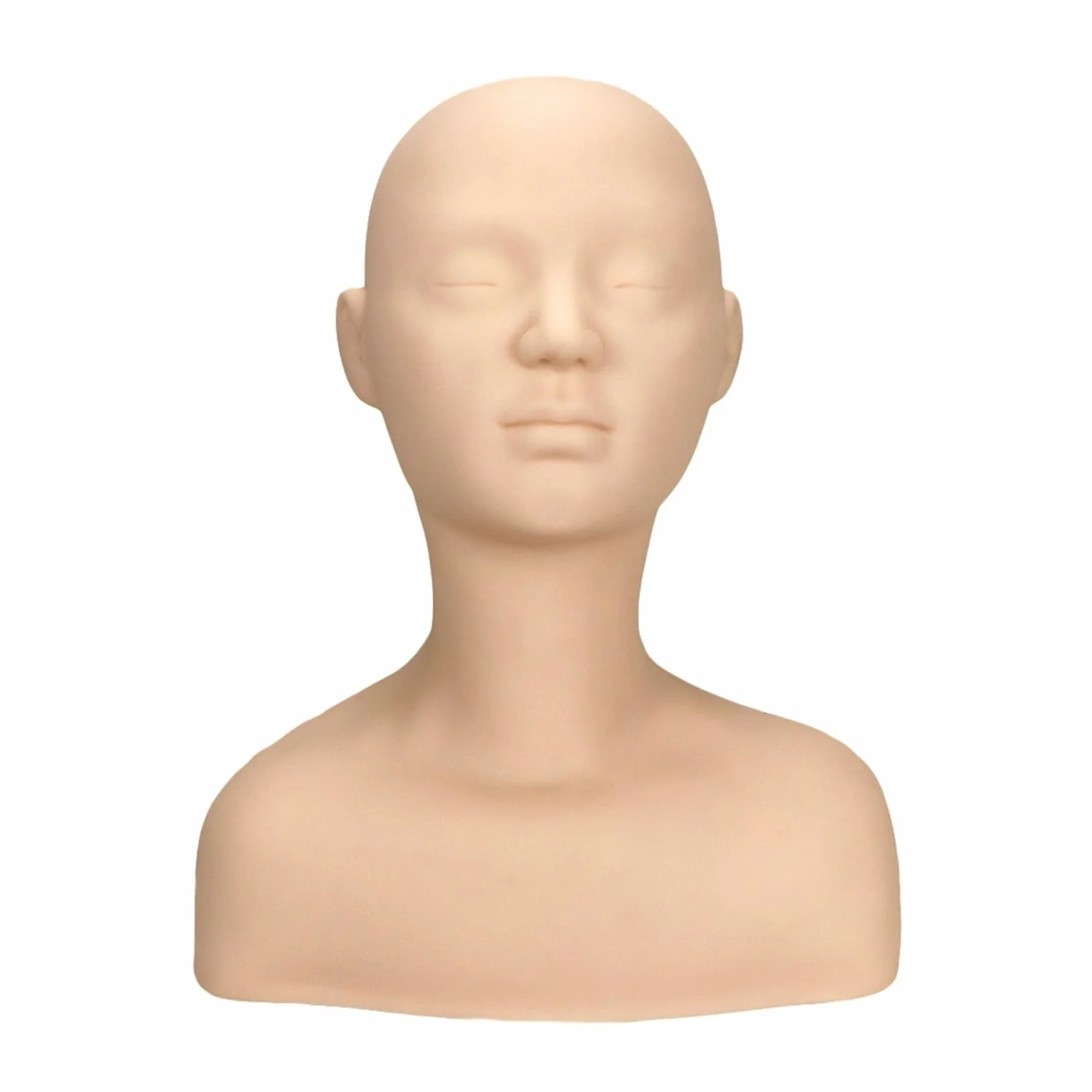 Soft Silicone Massage Training Mannequin Head With Shoulder Professional Cosmetology Make Up Practice Doll Head For Hairdressers