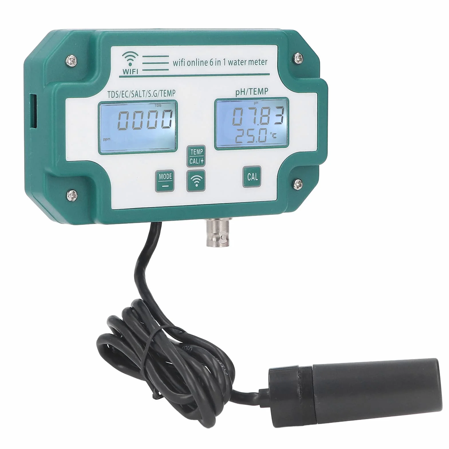 Miernik Jakości Wody Funkcja 6 w 1 Miernik Jakości Wody PH TDS EC SG Analizator Temperatury Soli Monitor Jakości Wody(EU Plug)