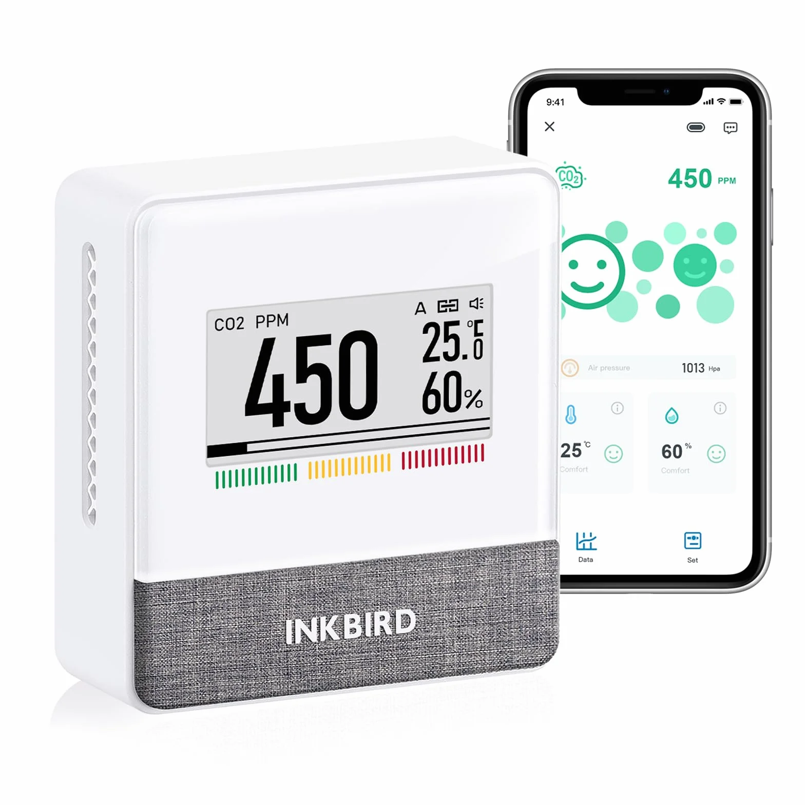 Inkbird IAM-T1 miernik jakości powietrza CO2 temperatury wilgotności ciśnienia e-ink 18 miesięcy