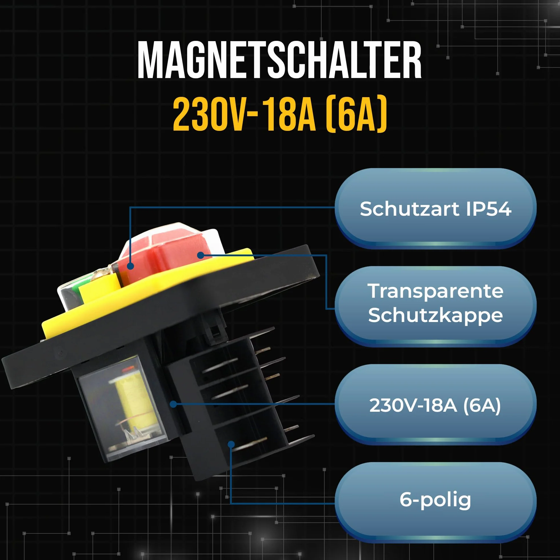 przełącznik magnetyczny KEDU KJD12-14 230 V do maszyn warsztatowych i stacjonarnych elektronarzędzi