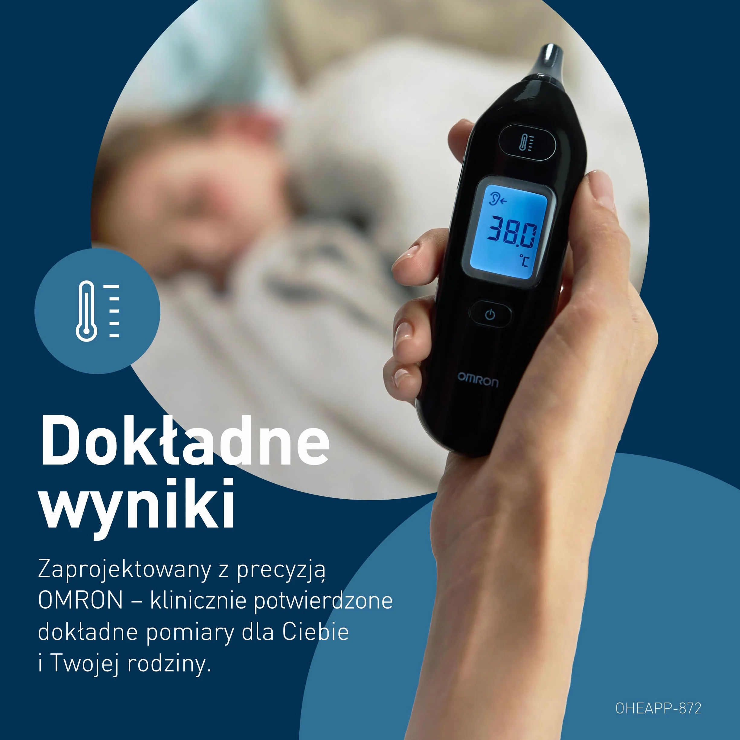 OMRON Gentle Temp 533, Cyfrowy Termometr Douszny na Podczerwień dla Niemowlęta, Dzieci i Dorosłych, Termometr Douszny z Szybkim 1-sekundowym Pomiarem i Konstrukcją bez Używania Jednorazowej Osłonki