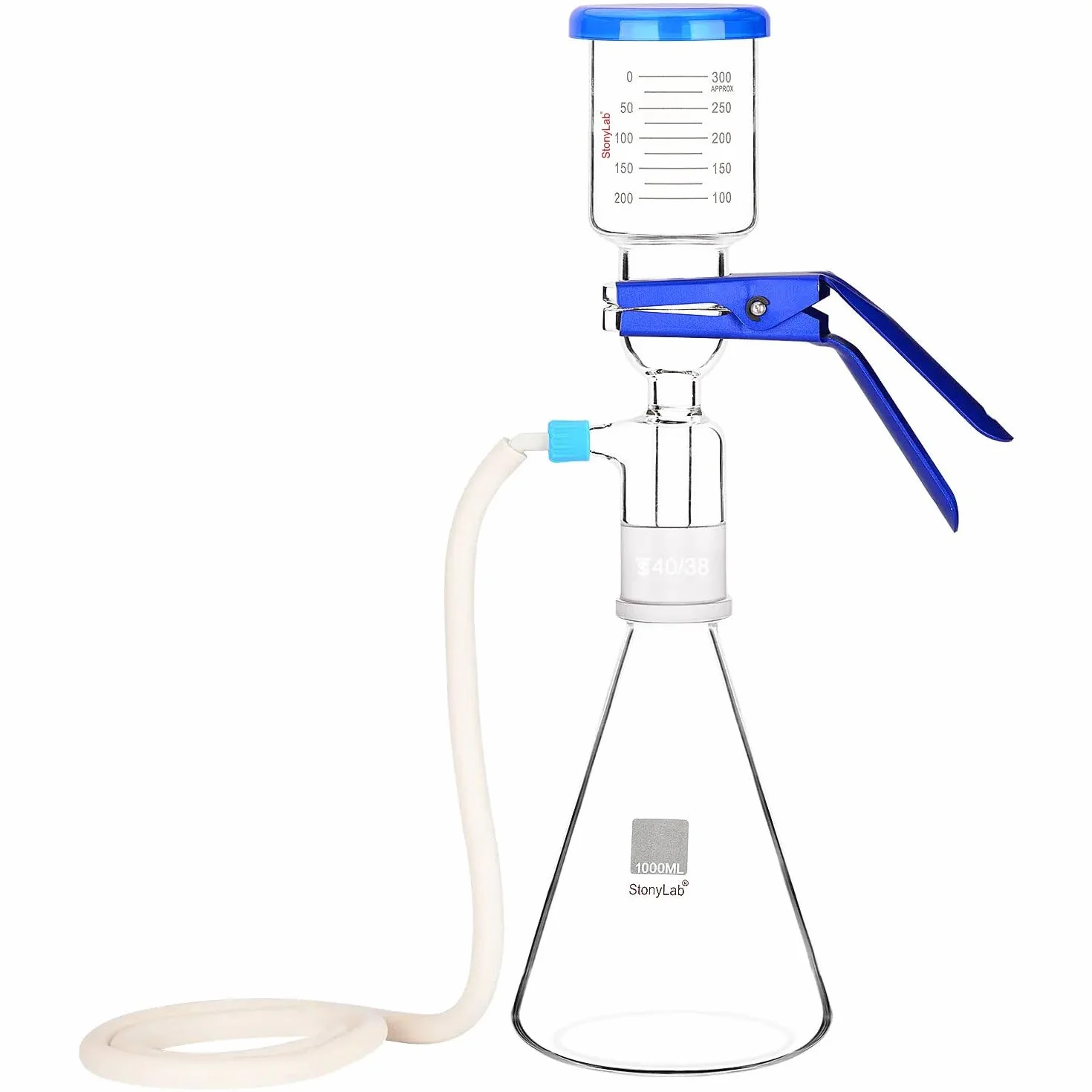 stonylab Aparat do filtrowania szkła, szkło borokrzemowe zestaw filtrów próżniowych z pojemnikiem filtrującym 1000 ml i 300 ml stopniowany lejek