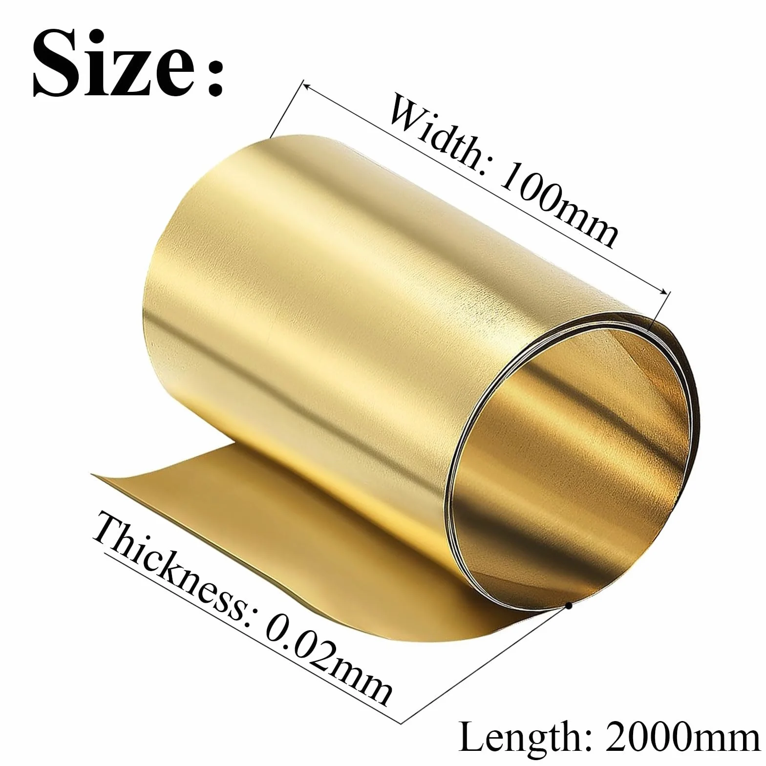 H62 Szerokość Rolki Blachy Mosiężnej 100Mm, Długość 2M, Gruba 0.01-0.08Mm Płyta Folii Metalowej, Cienka Blacha Mosiężna Do Produkcji Rzemieślników Diy Cutting/0.02X100X2000Mm