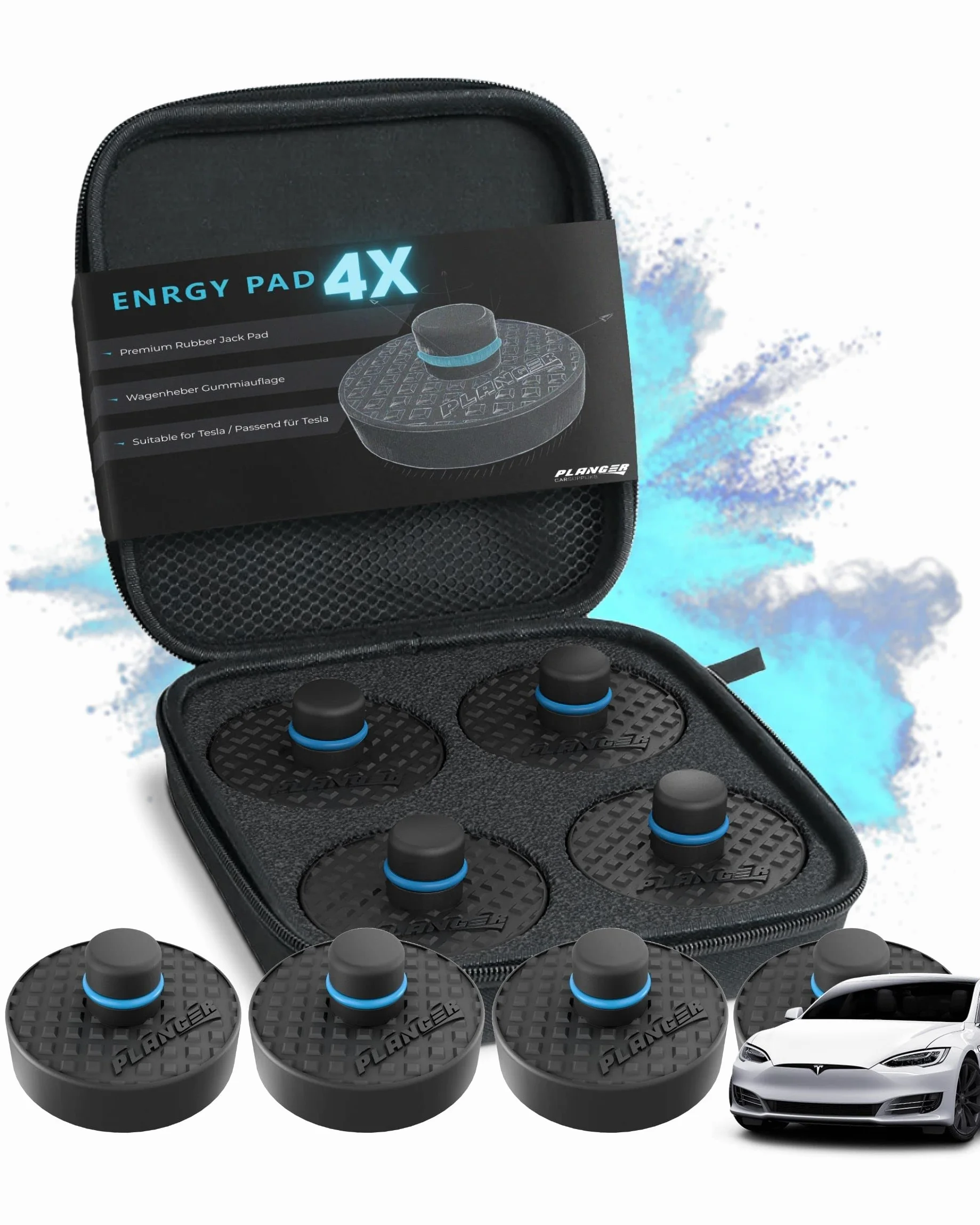 PLANGER® Tesla Podnośnik Belagi - 4X ENRGY PAD (Model 3 - Model S - Model Y - Model X) 10-letnia - Odporne na pęknięcia 3t