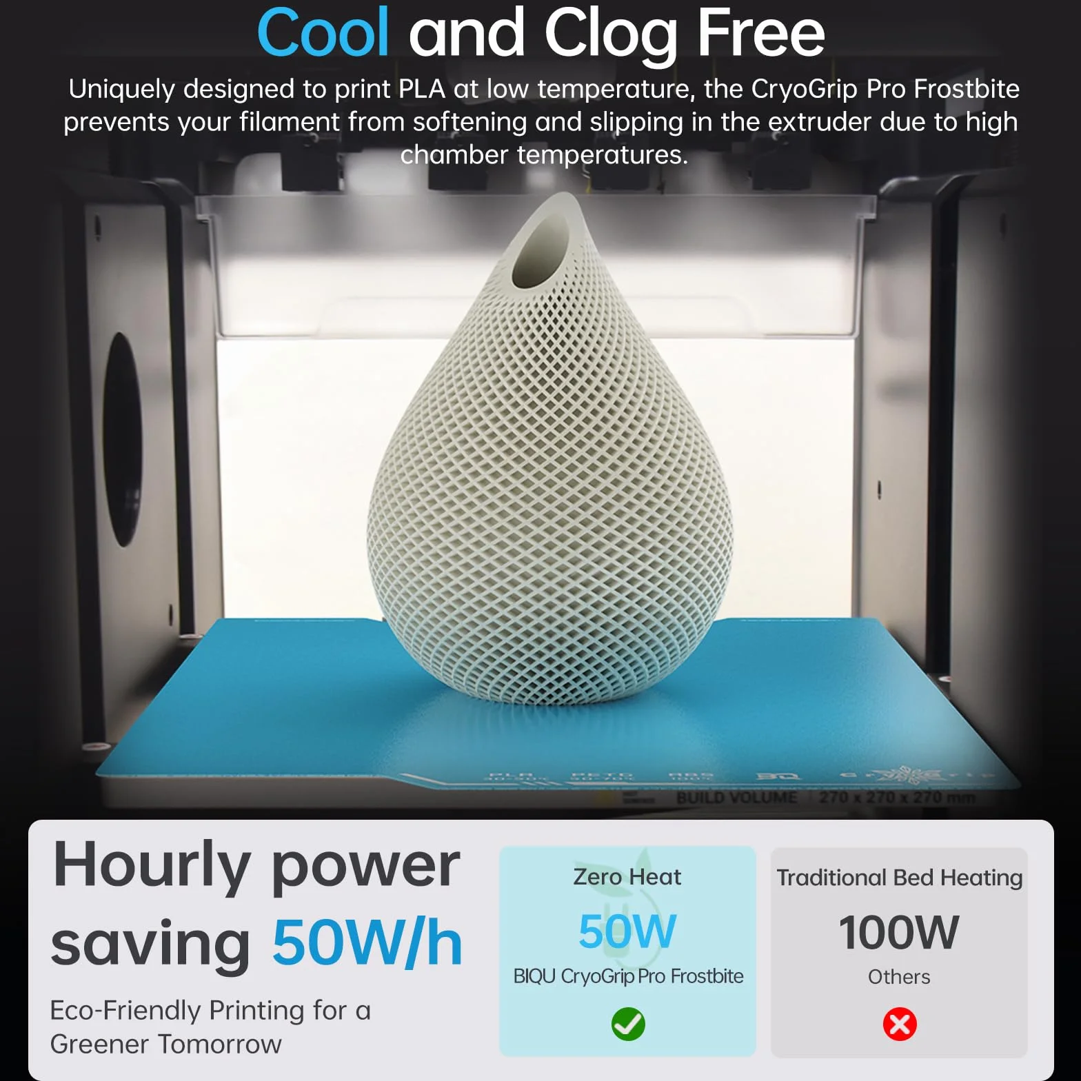BIQU CryoGrip Pro Frostbite Cold Build Plate dla Snap-Maker U1 3D Printer, płyta ze stali sprężynowej, 276X301mm, druk w temperaturze pokojowej, dwustronny