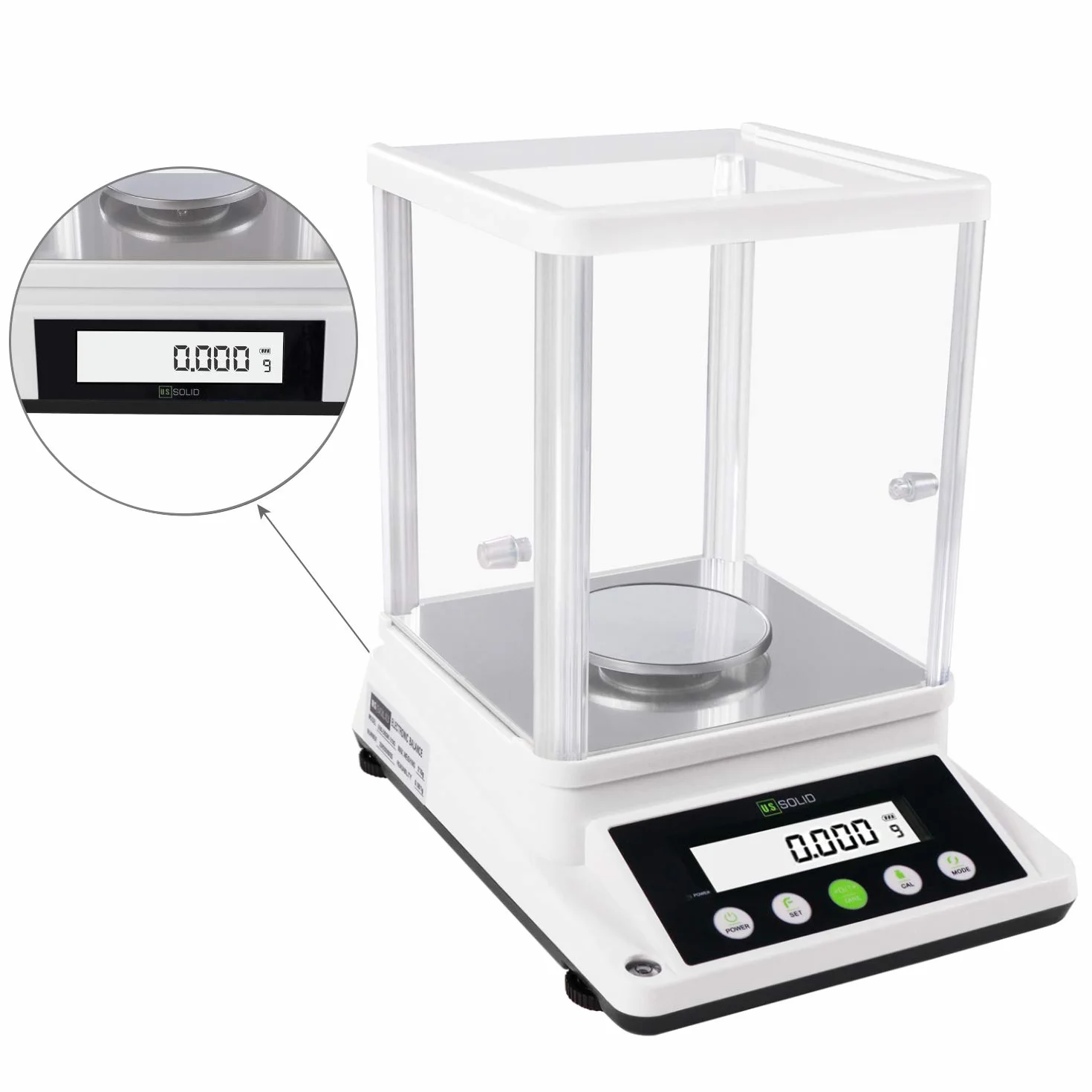U.S. SOLID Precyzyjna waga 0,001 g – cyfrowa waga analityczna laboratoryjna – elektroniczna waga precyzyjna z dokładnością do 1 mg i 2 ekranami LCD – 310 g / 0,001 g