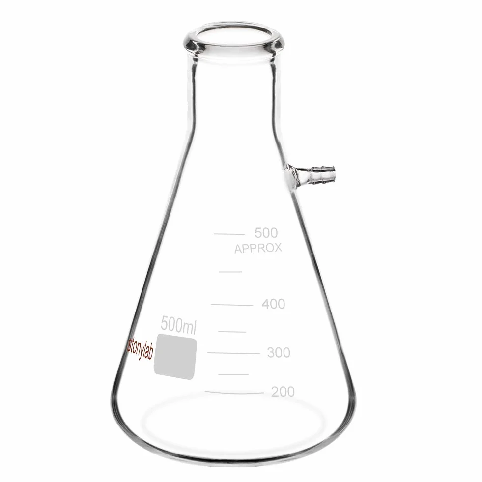 StonyLab Glass 500 ml ciężka ściana borokrzemowa szklana butelka filtrująca, śruba szyjka z tubulacją - 500 ml
