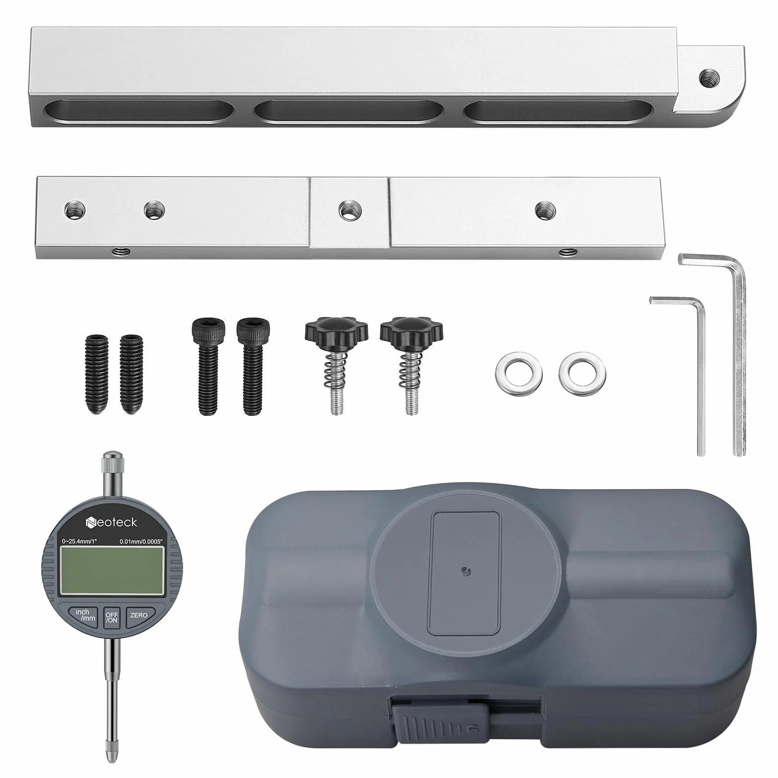 Neoteck Cyfrowy zegar pomiarowy 25,4 mm, piła stołowa, szerokość 0,75 cala, anodowany drążek aluminiowy do ustawiania i kalibracji, maszyny warsztatowe, piły taśmowe i prasy wiertnicze
