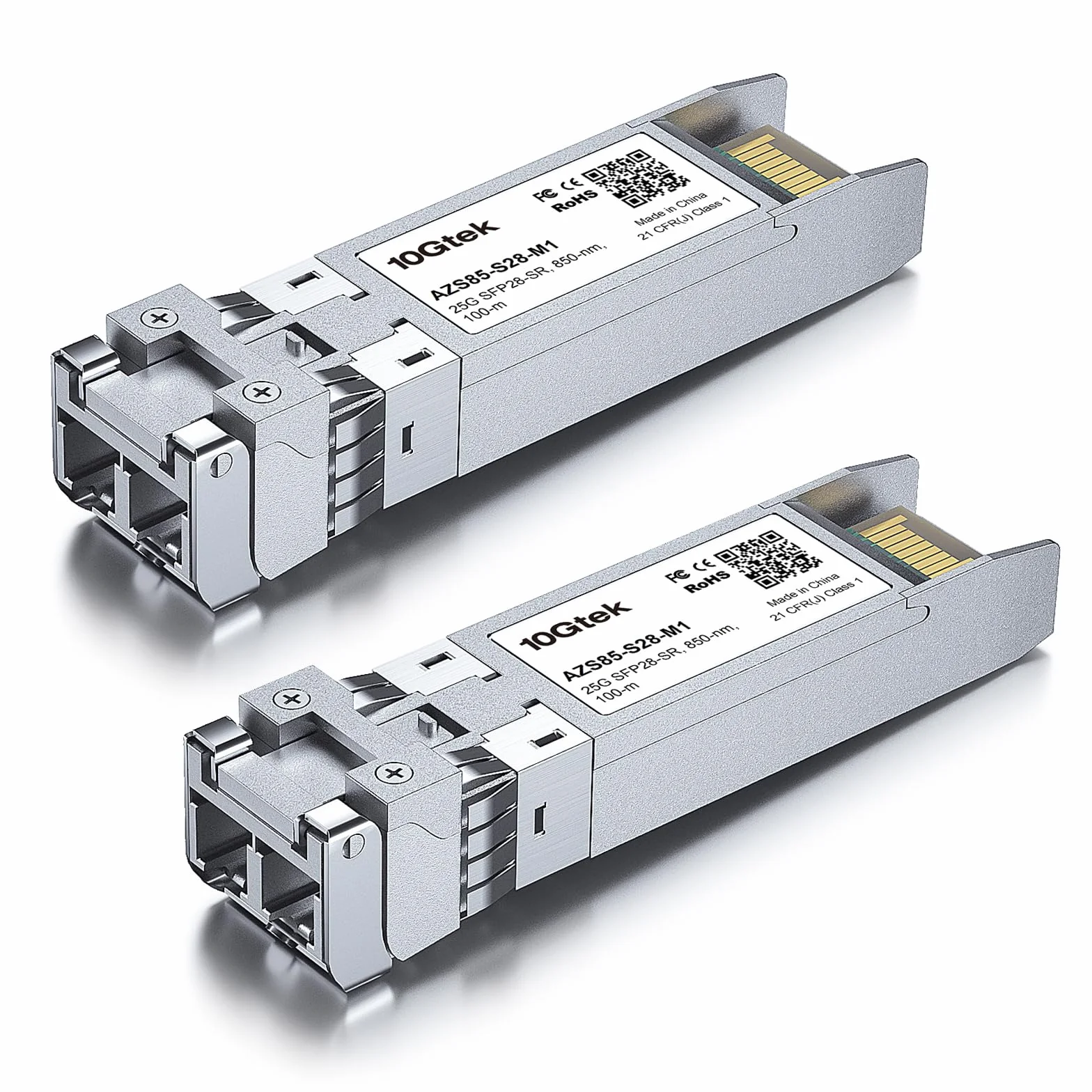 10Gtek Transceiver SFP28 25GBase-SR, 25G SFP+ SR Duplex LC MMF Optical Module for Cisco SFP-25G-SR-S, 850 nm, DDM, up to 100 m, 2-pack
