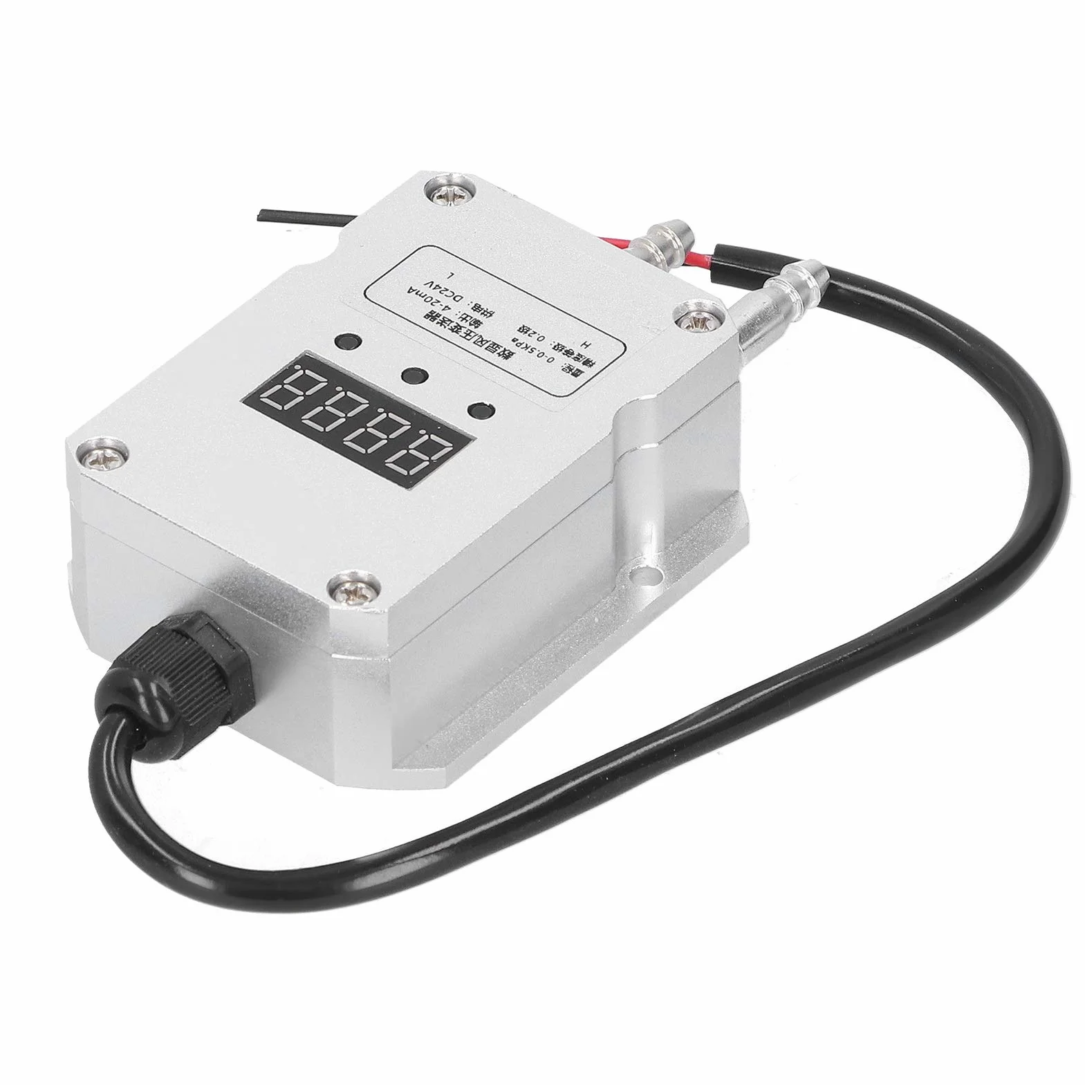 Przetwornik r¨®?nicy ci?nie¨½, wykrywanie wiatru z cyfrowym wy?wietlaczem 0-0,5 kpa, srebrny 4-20 mA DC24V, z technologi? kompensacji temperatury, silikonowy piezorezystancyjny rdze¨½ r¨®?nicowy OEM