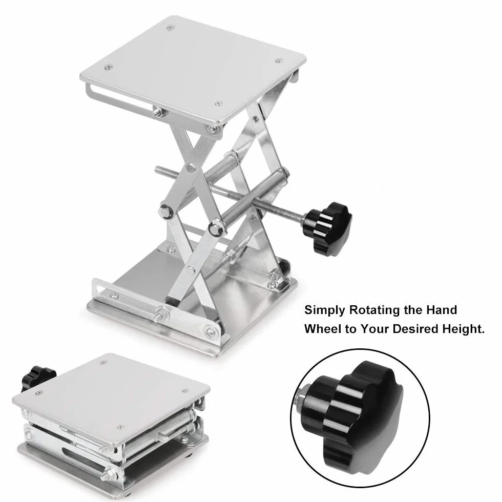 Podnośnik nożyczek laboratoryjnych ze stali nierdzewnej 6x6 cali, zakres 75-260 mm