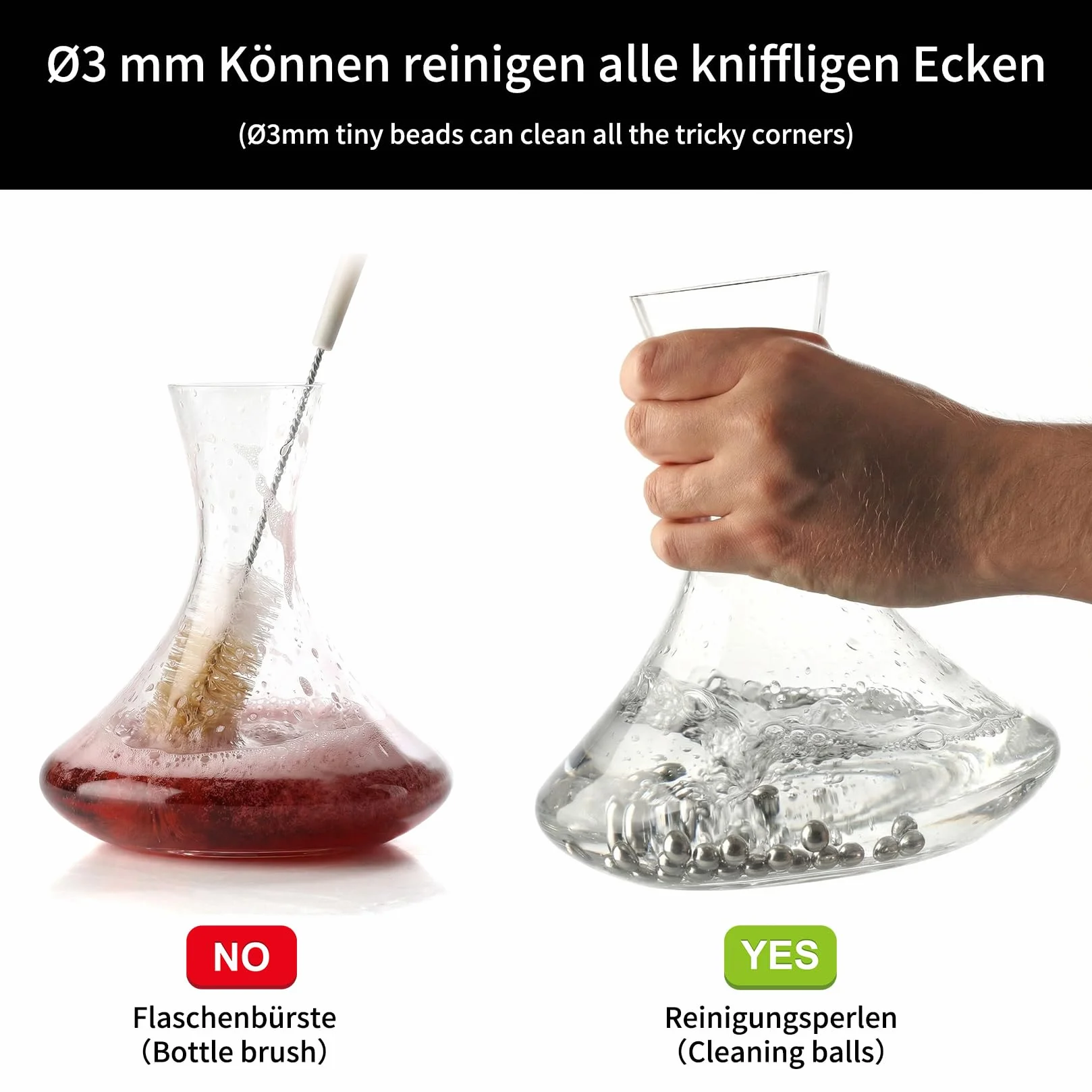 1500 sztuk kulek czyszczących ze stali nierdzewnej, kulki do czyszczenia, kulki stalowe, do czyszczenia butelek, dekanterów, wazonów, karafek