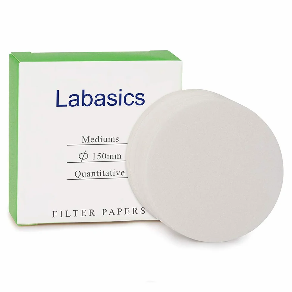 Labasics Ilościowe koła papieru filtracyjnego, średnica 150 mm papier filtrujący z celulozą o średniej prędkości filtracji od 15 do 20 mikronów, 100 sztuk